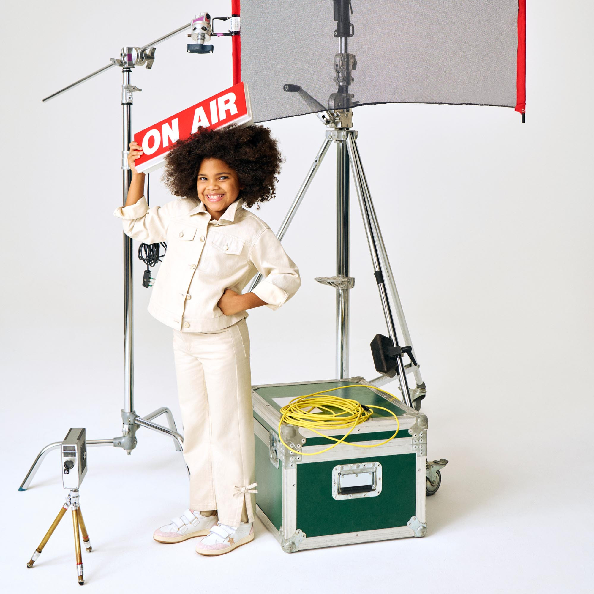 Mädchen Hose in Baumwolle Beige