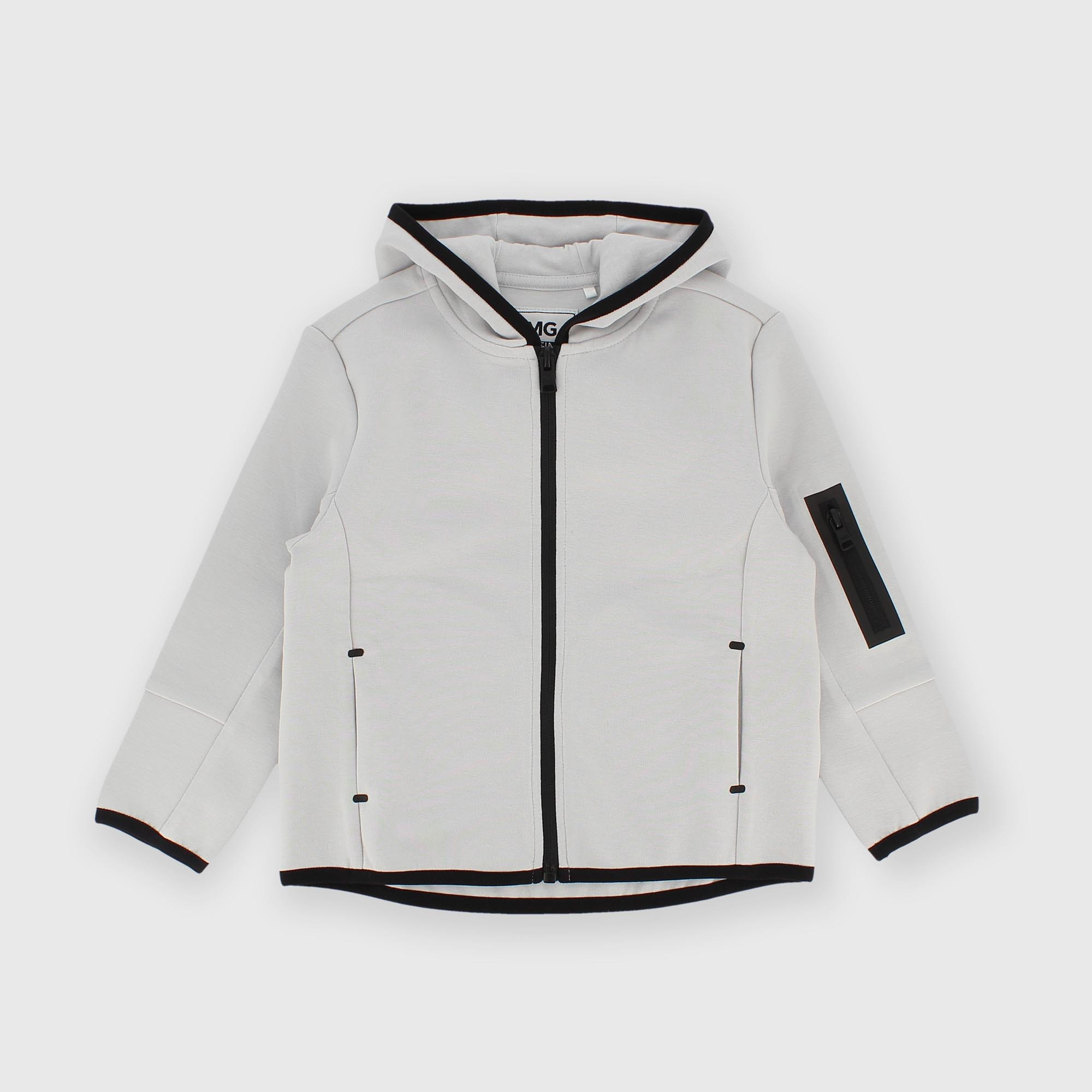 Camiseta con cremallera de felpa para niño gris