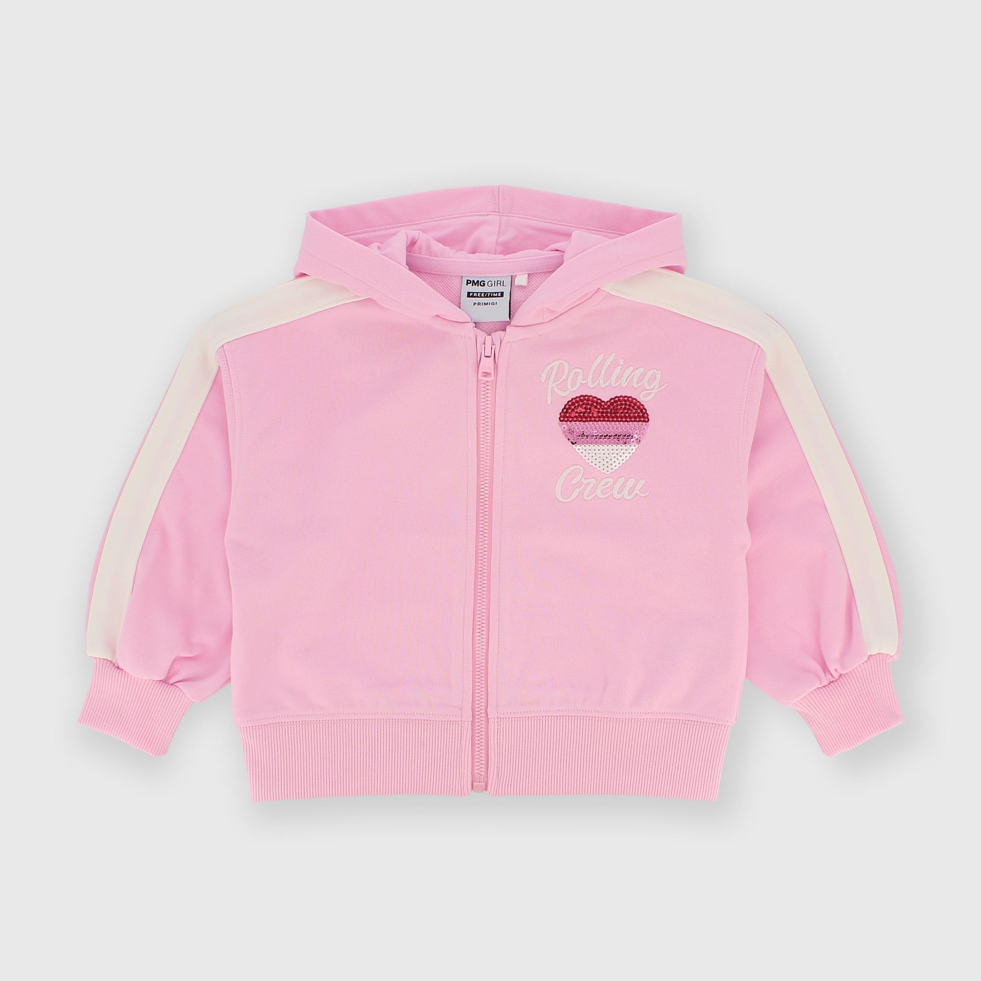 Camiseta con capucha de felpa para niña rosa