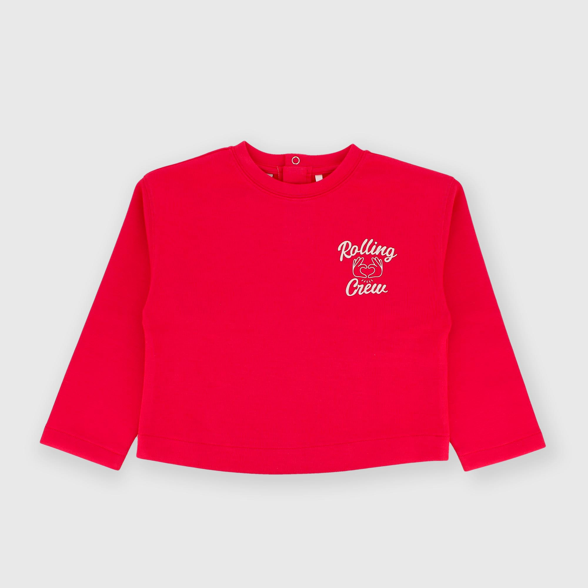 Camiseta con cuello redondo de felpa para niña rojo