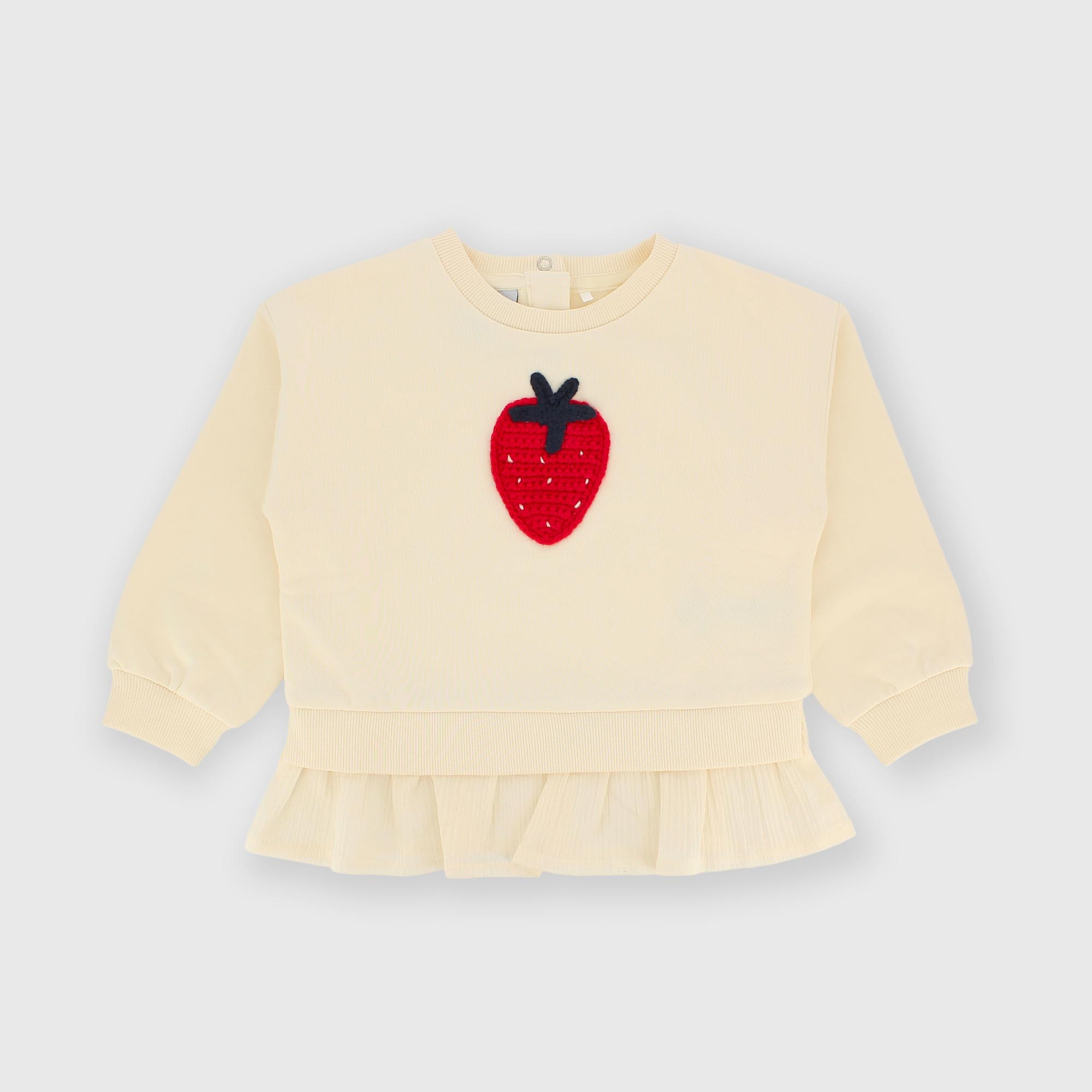 Camiseta con cuello redondo de felpa para niña blanco