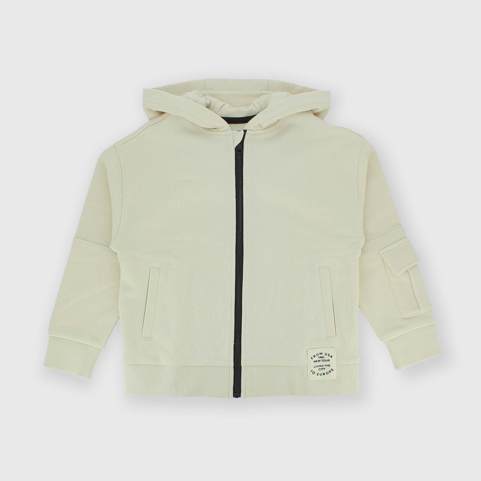 Camiseta con cremallera de felpa para niño beige