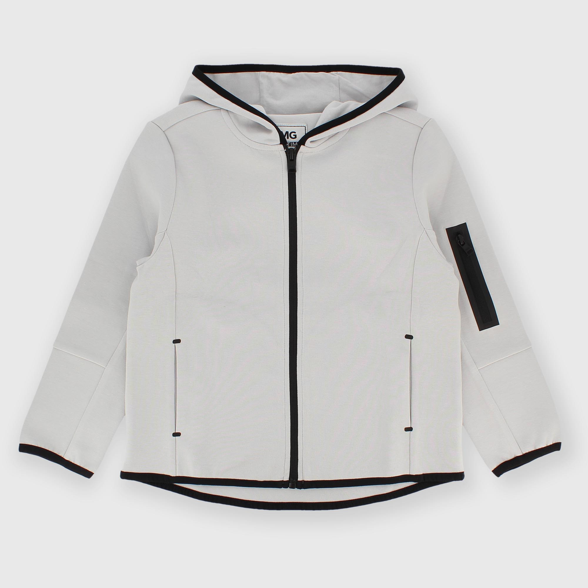 Camiseta con cremallera de felpa para niño gris