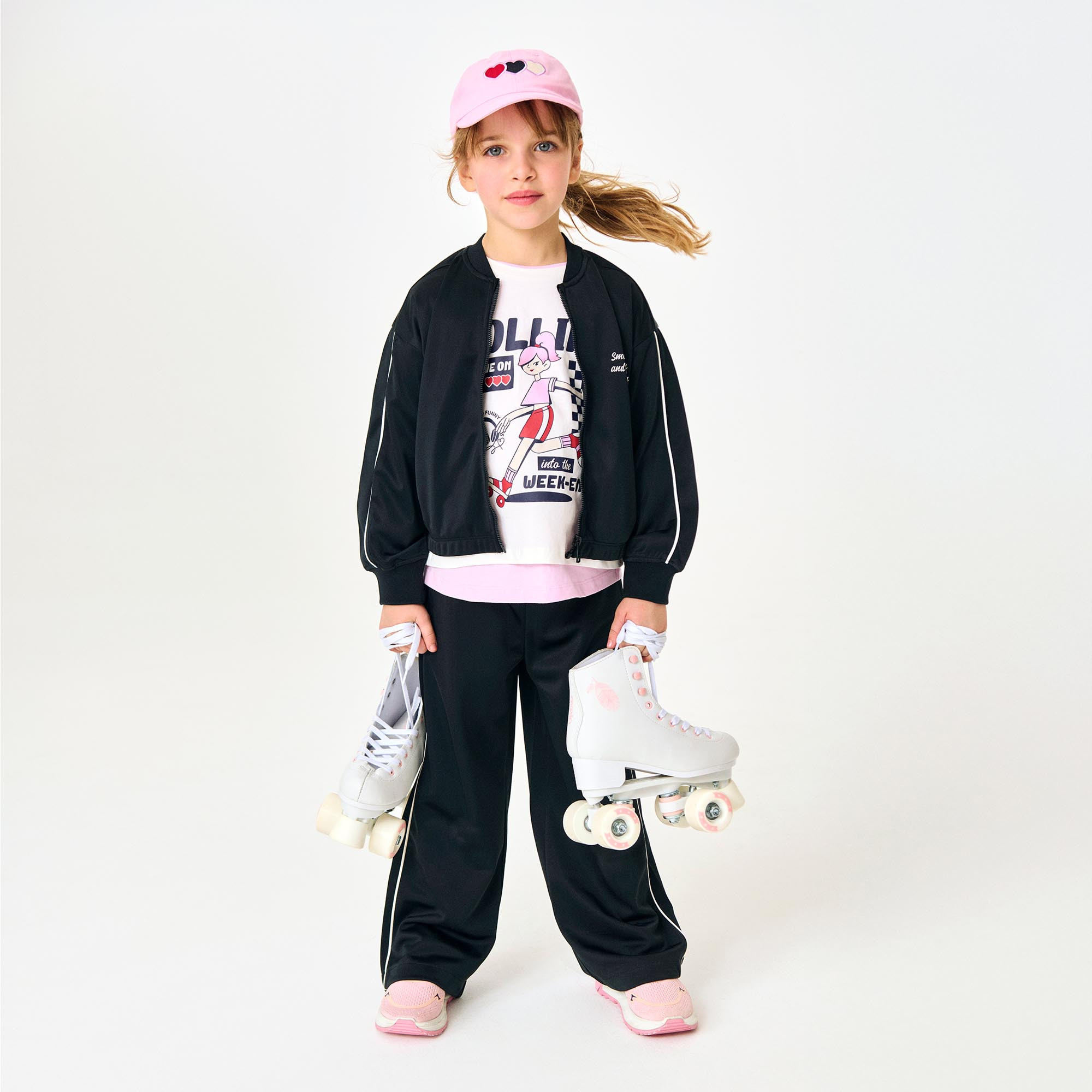 Camiseta con cremallera para niña negro