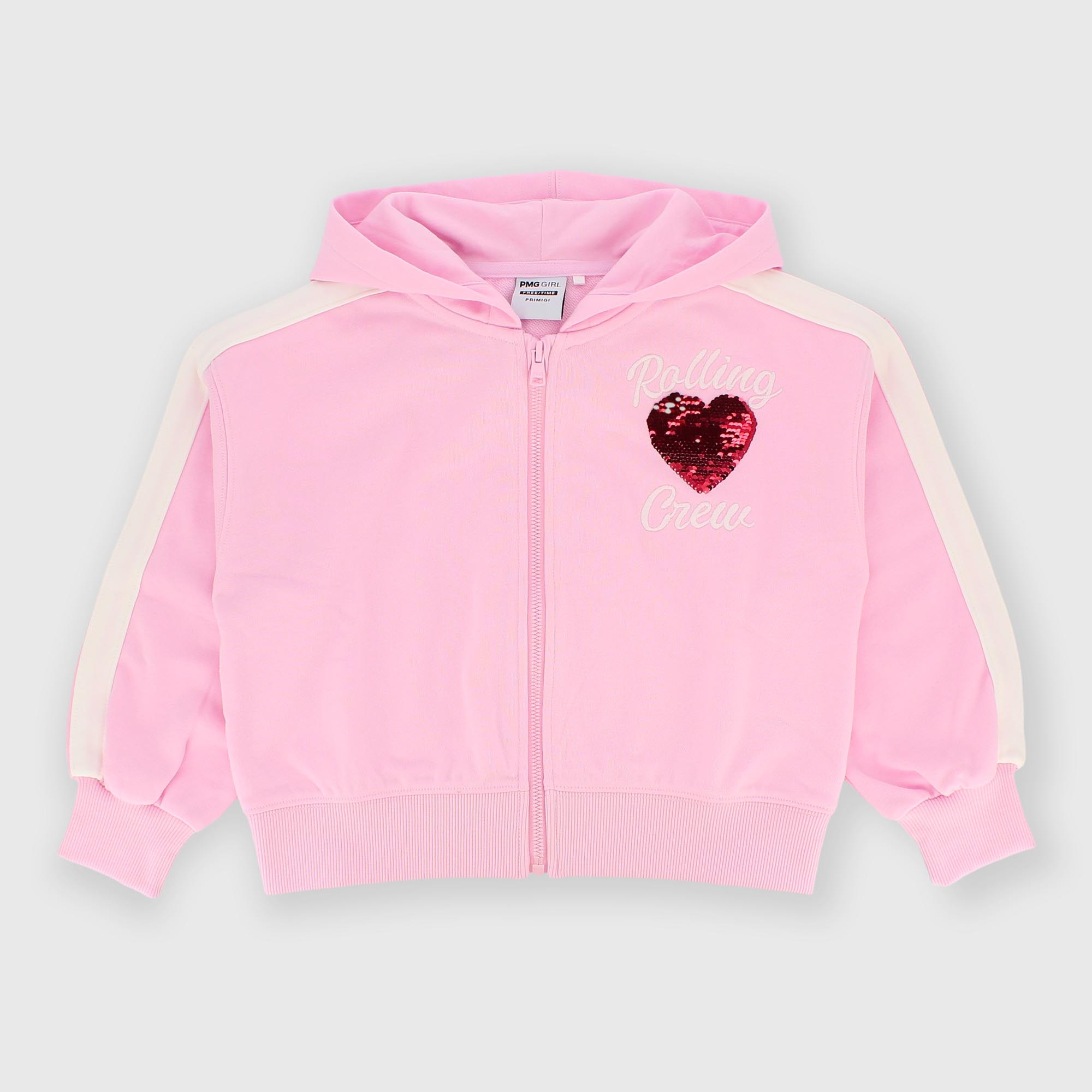 Camiseta con capucha de felpa para niña rosa