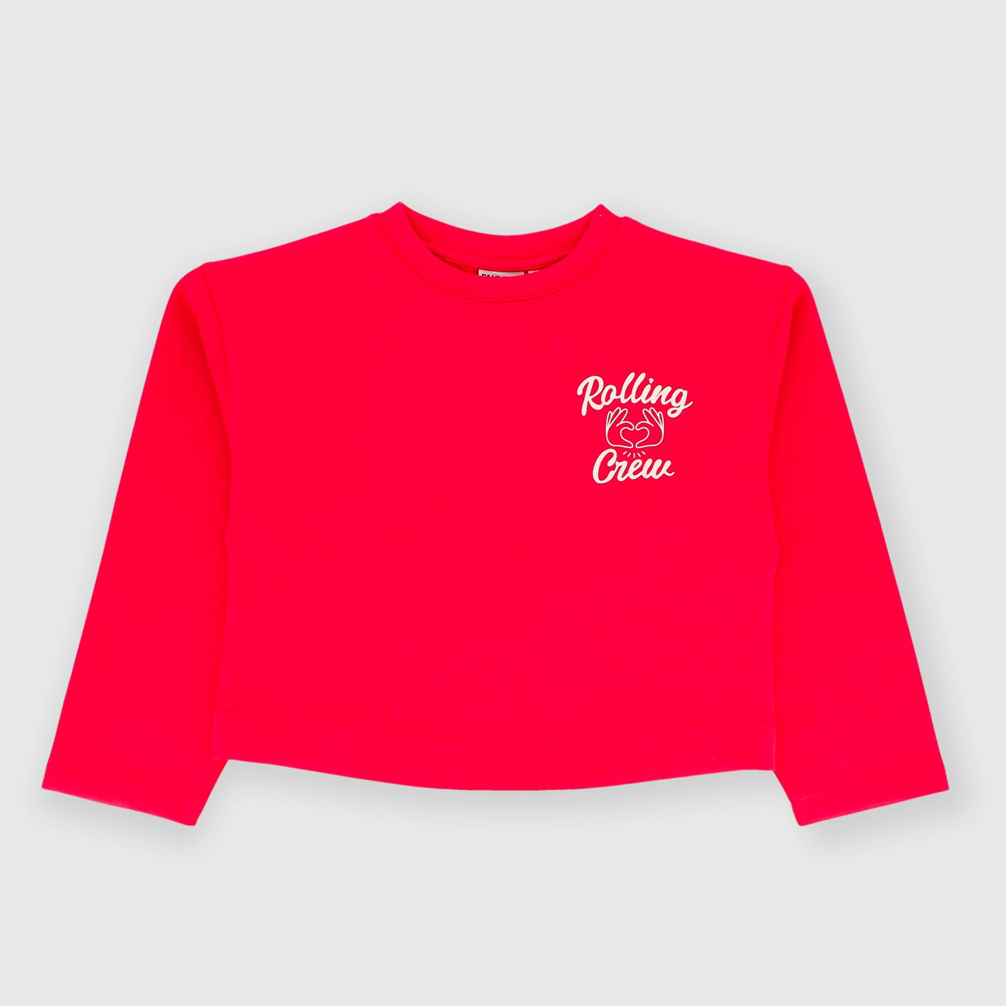 Camiseta con cuello redondo de felpa para niña rojo