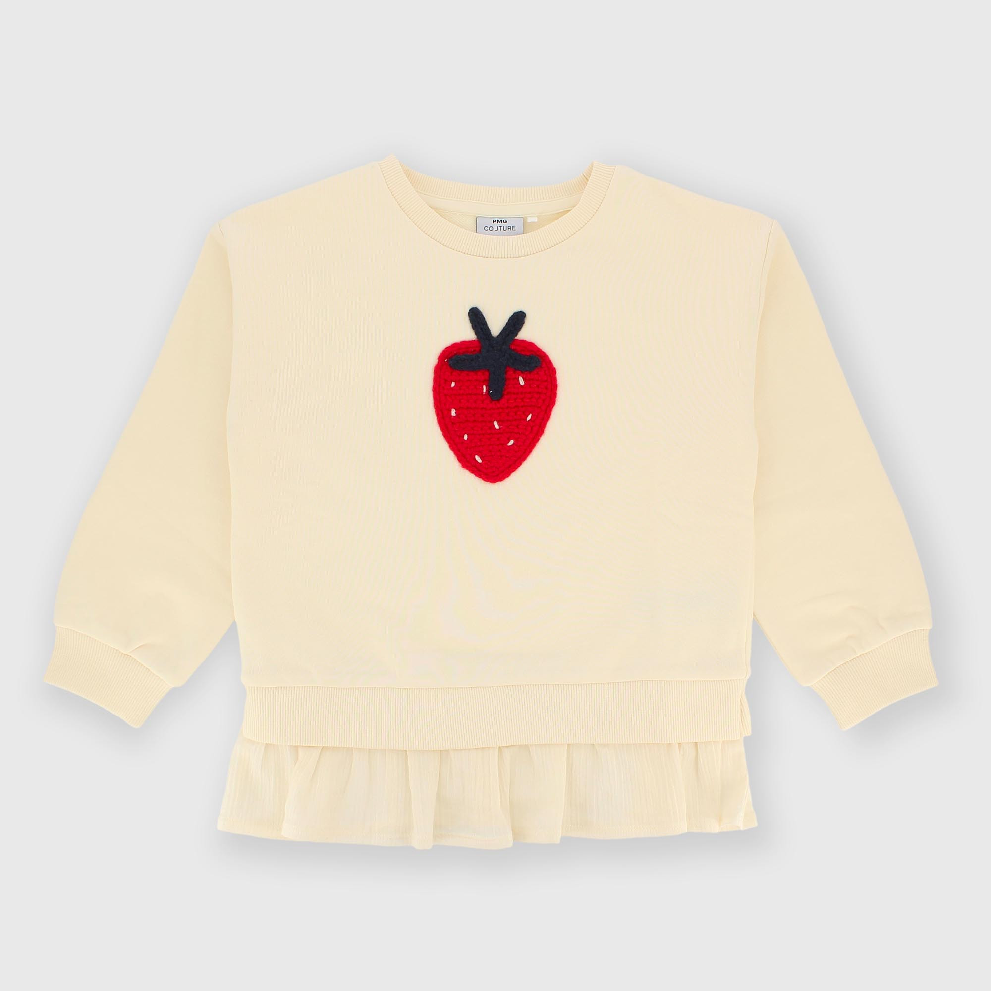 Camiseta con cuello redondo de felpa para niña blanco