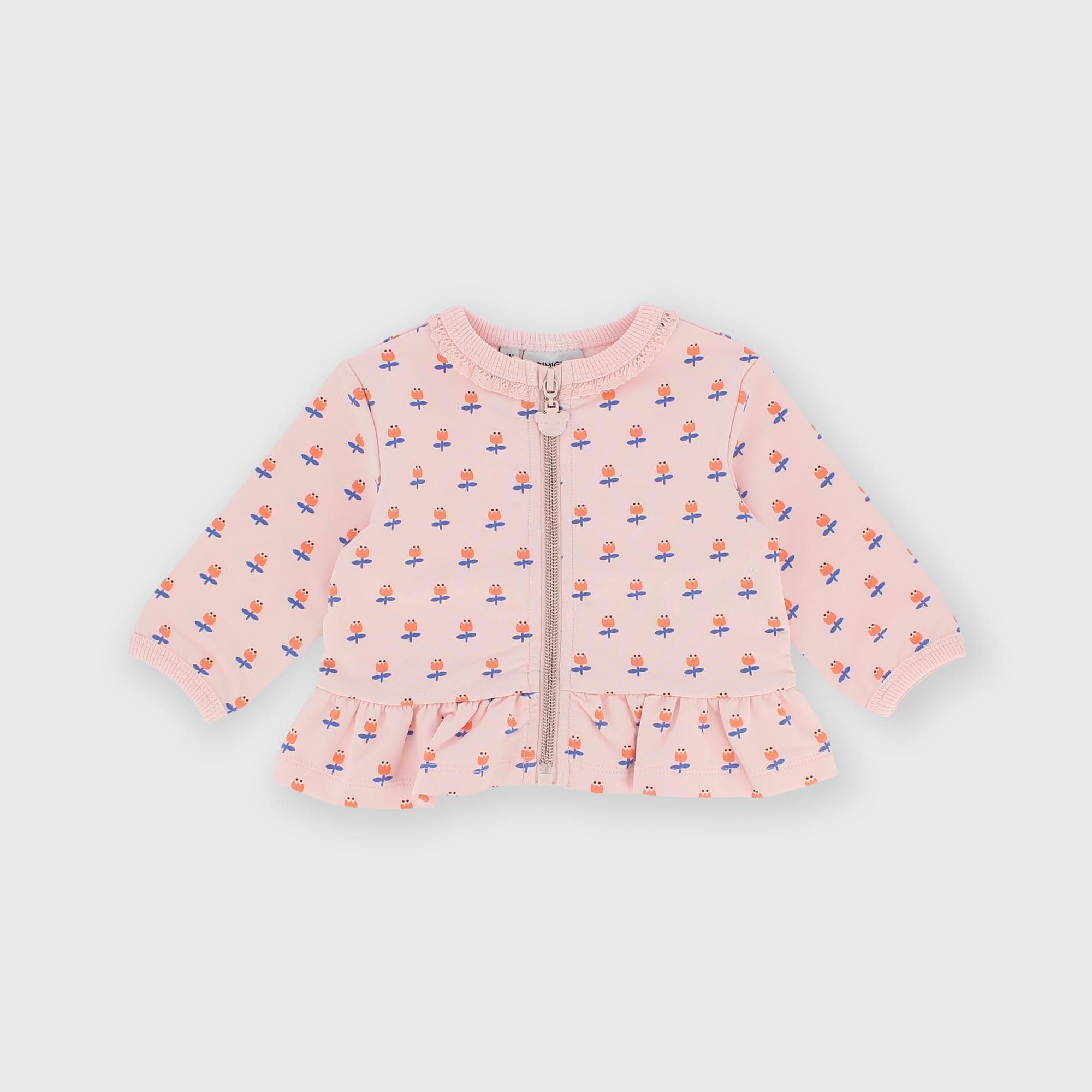 Pull avec fermeture éclair en sweat-shirt pour fillette rose