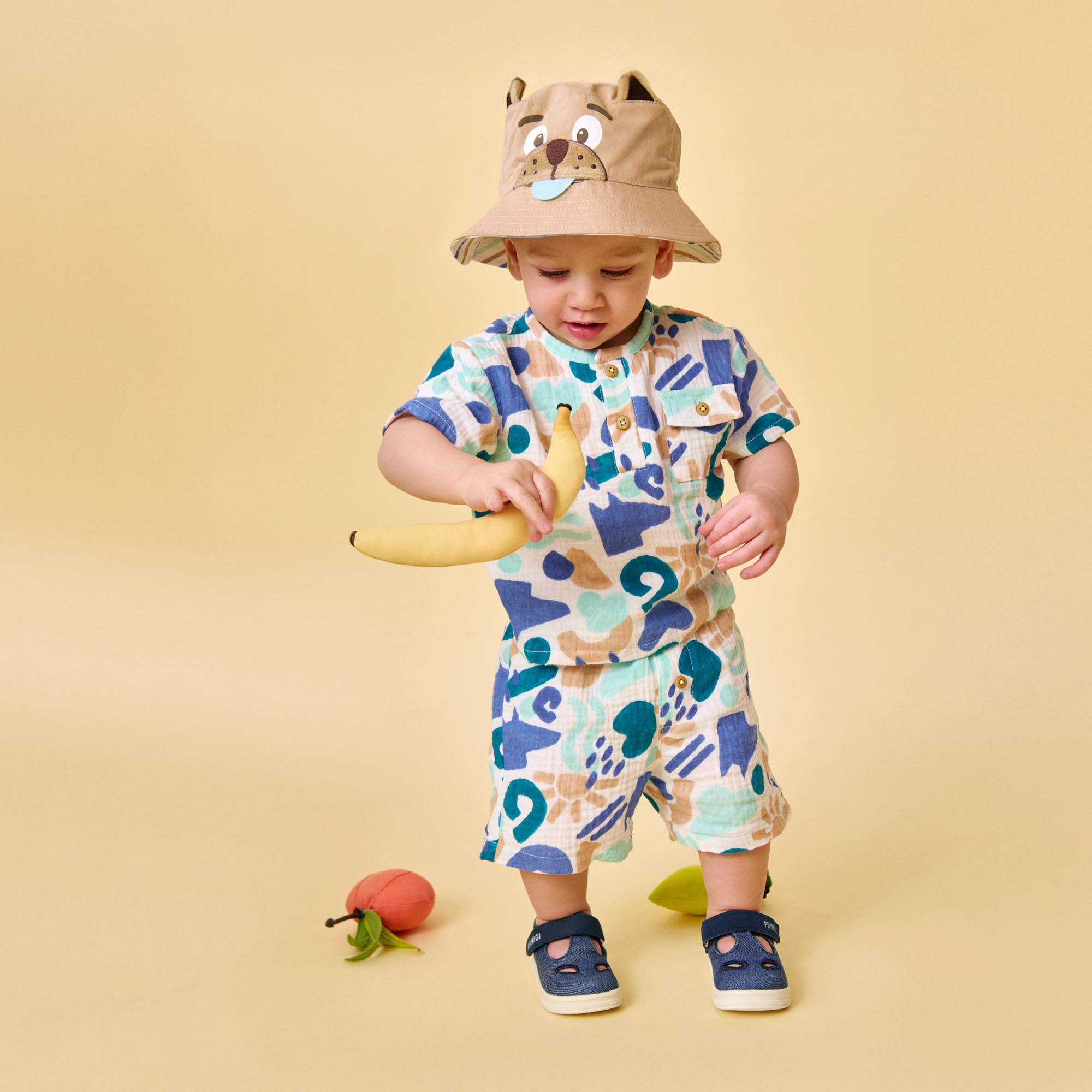 Cotton gauze matching set for boy white