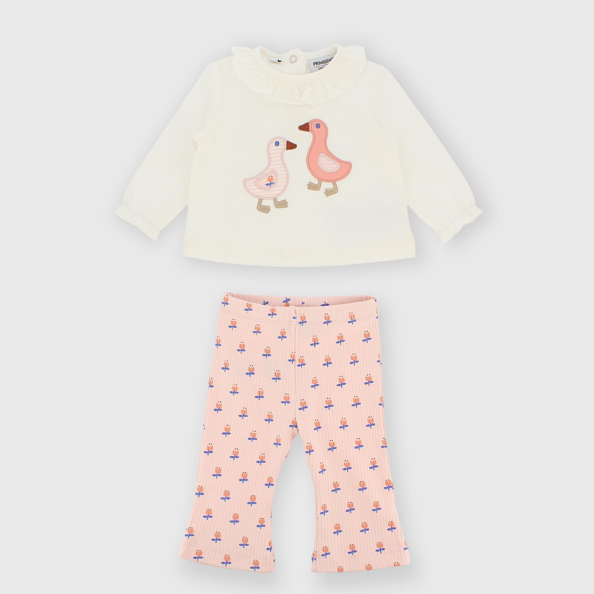 Комплект из рибаны для девочки белый