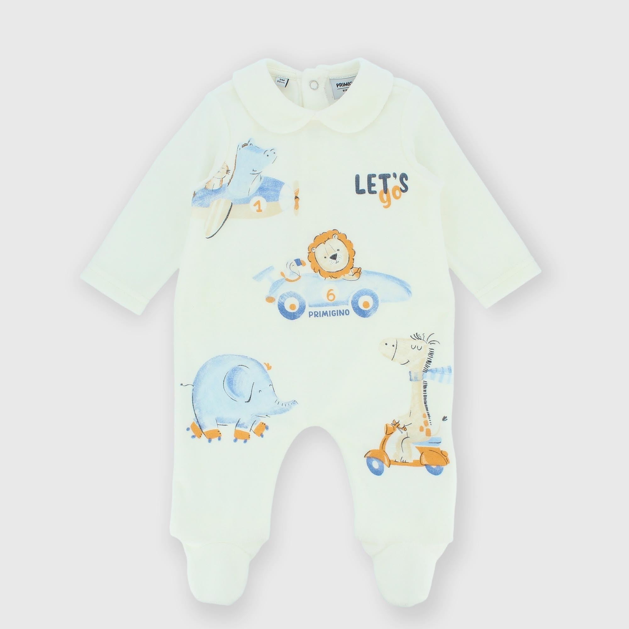 Белый детский комбинезон из синели для мальчика