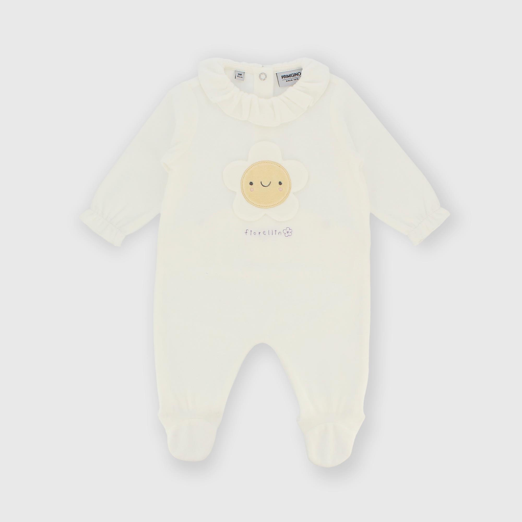 Barboteuse en chenille pour fillette blanc