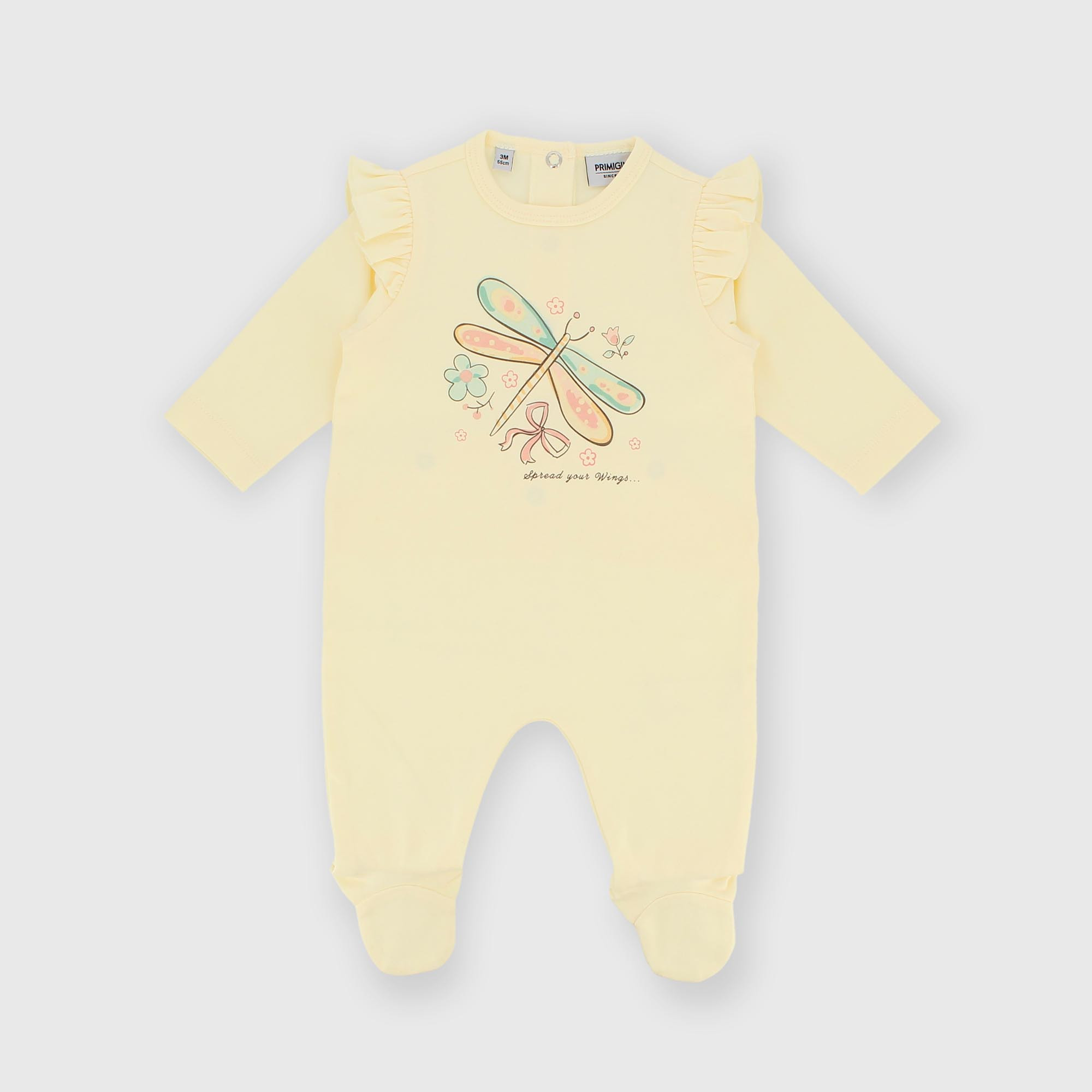 Barboteuse en coton interlock pour fillette beige