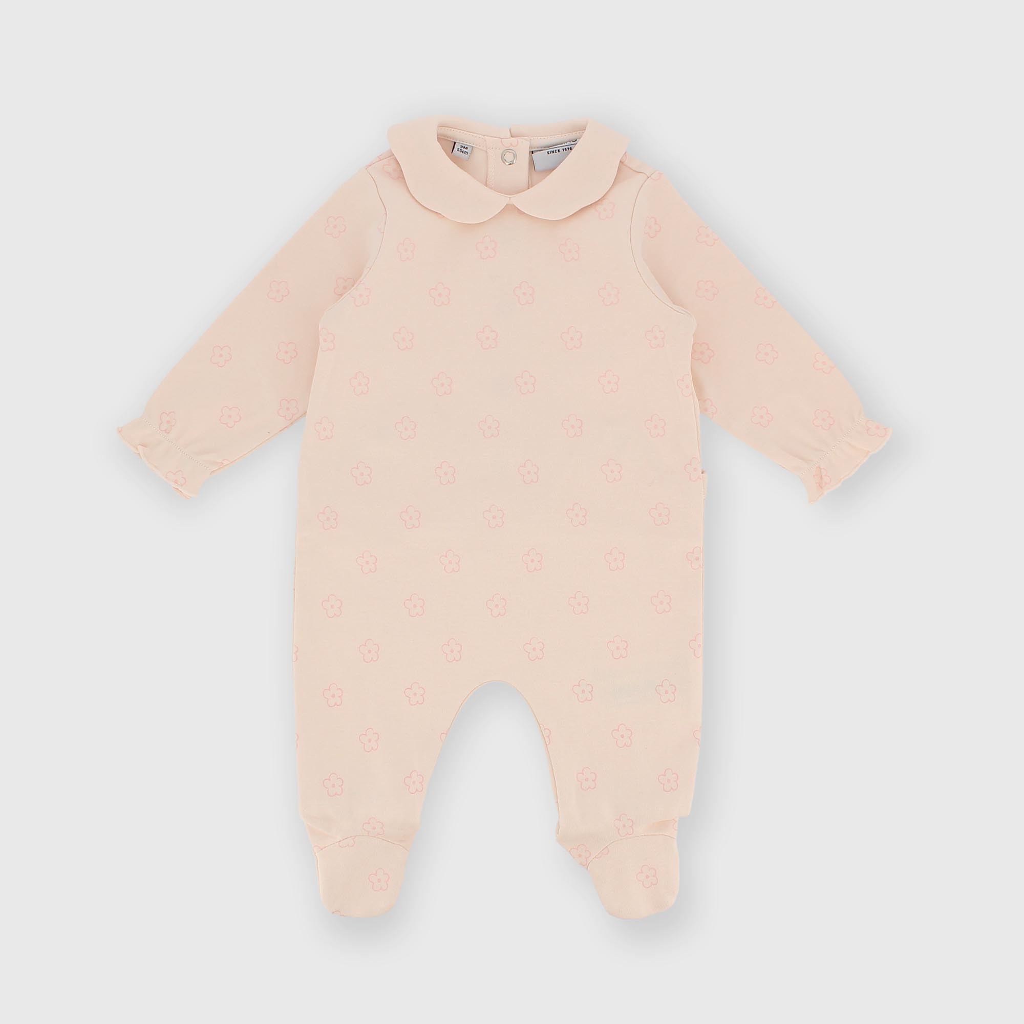 Barboteuse en coton interlock pour fillette rose