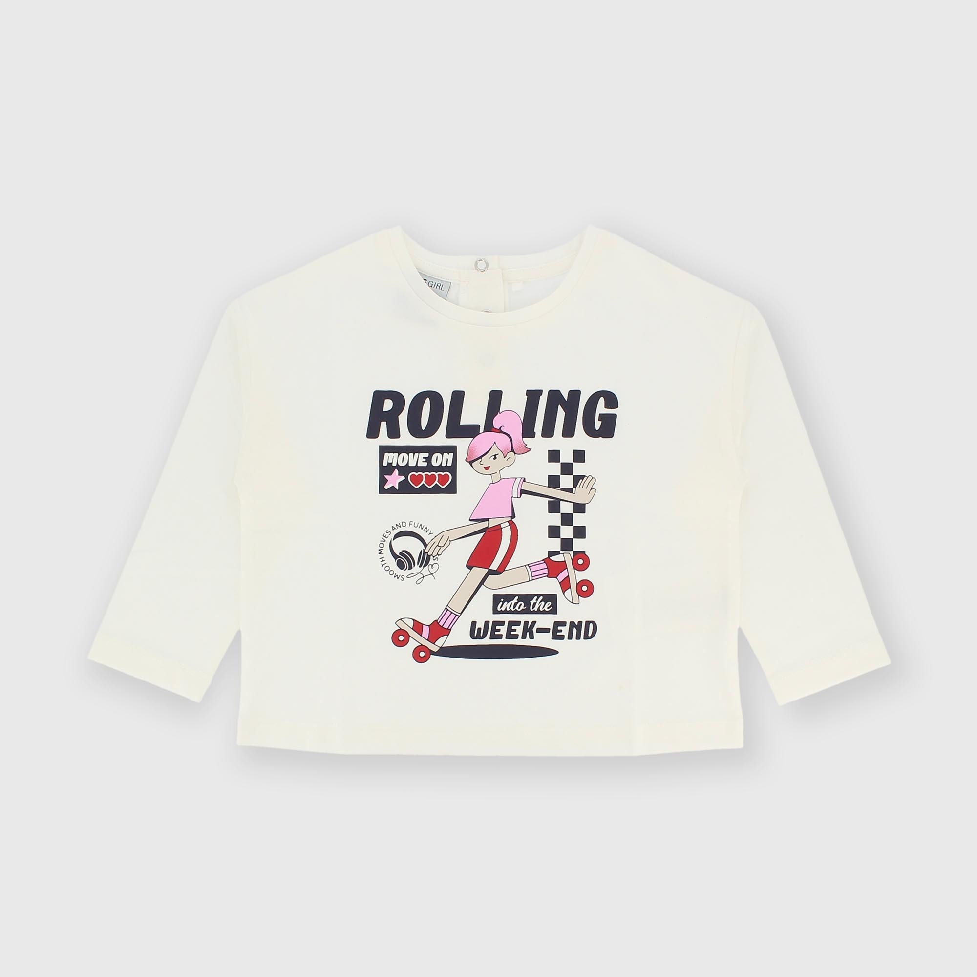 Camiseta con mangas largas de jersey para niña blanco