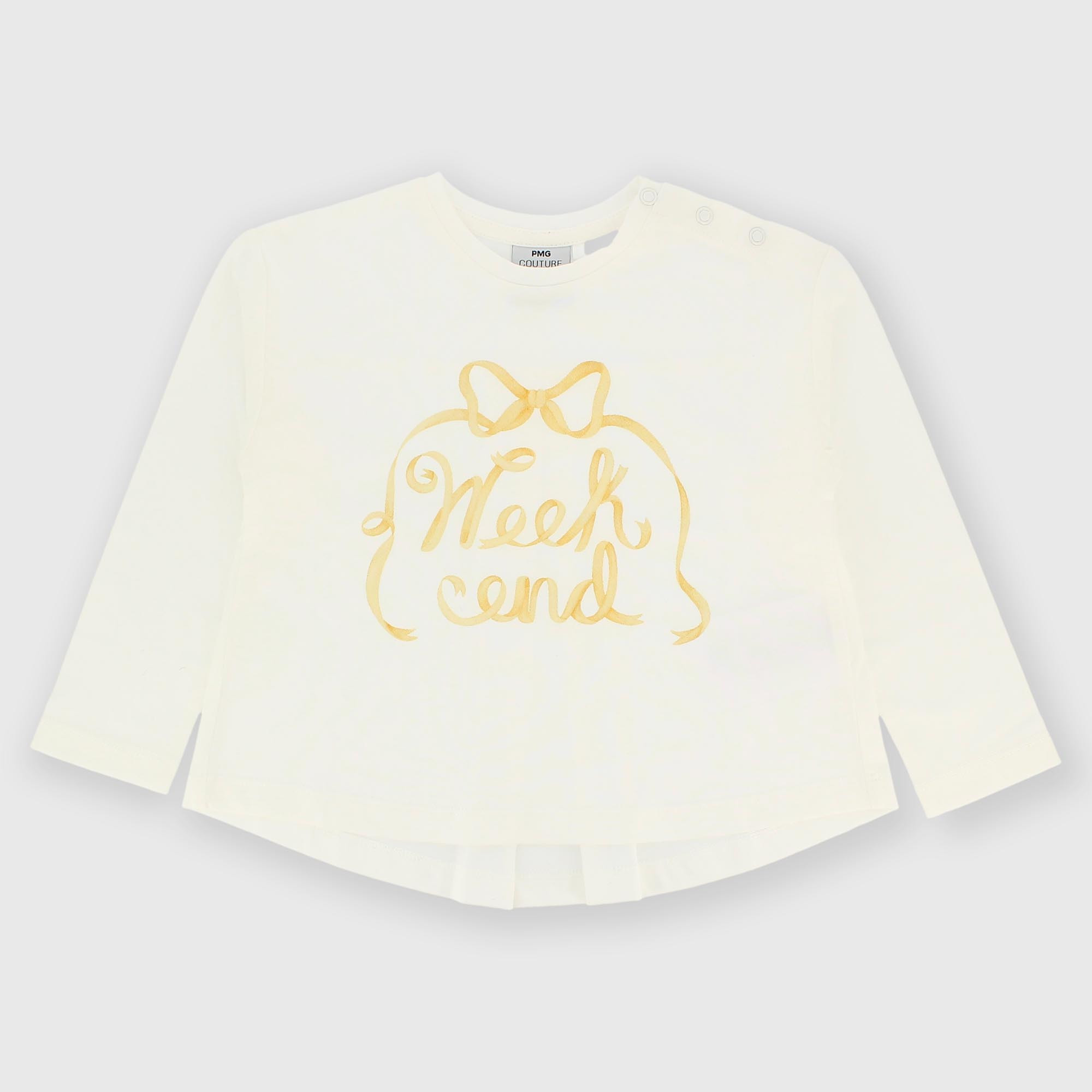 Camiseta con mangas largas de jersey para niña blanco