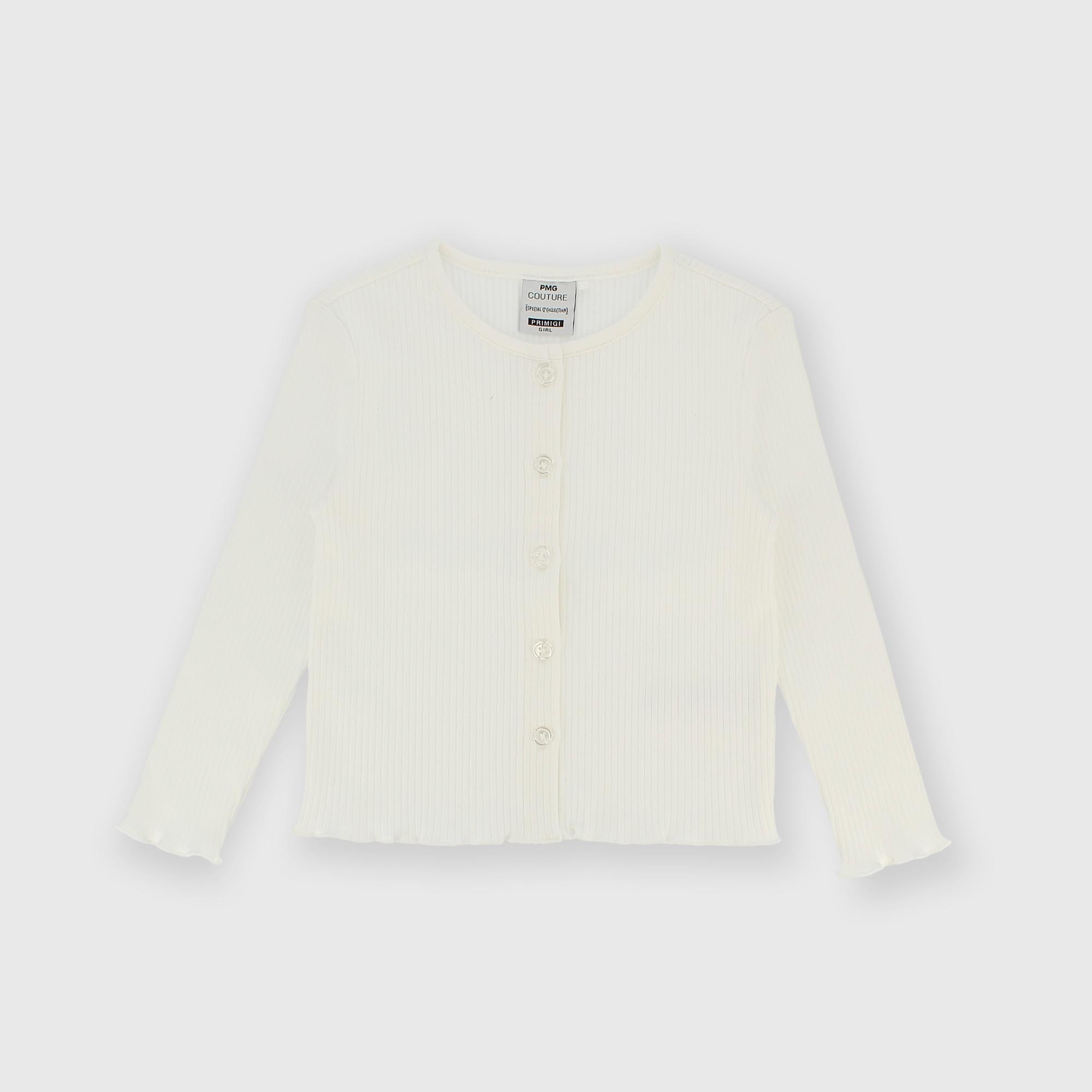 Camiseta con mangas largas de pana para niña blanco