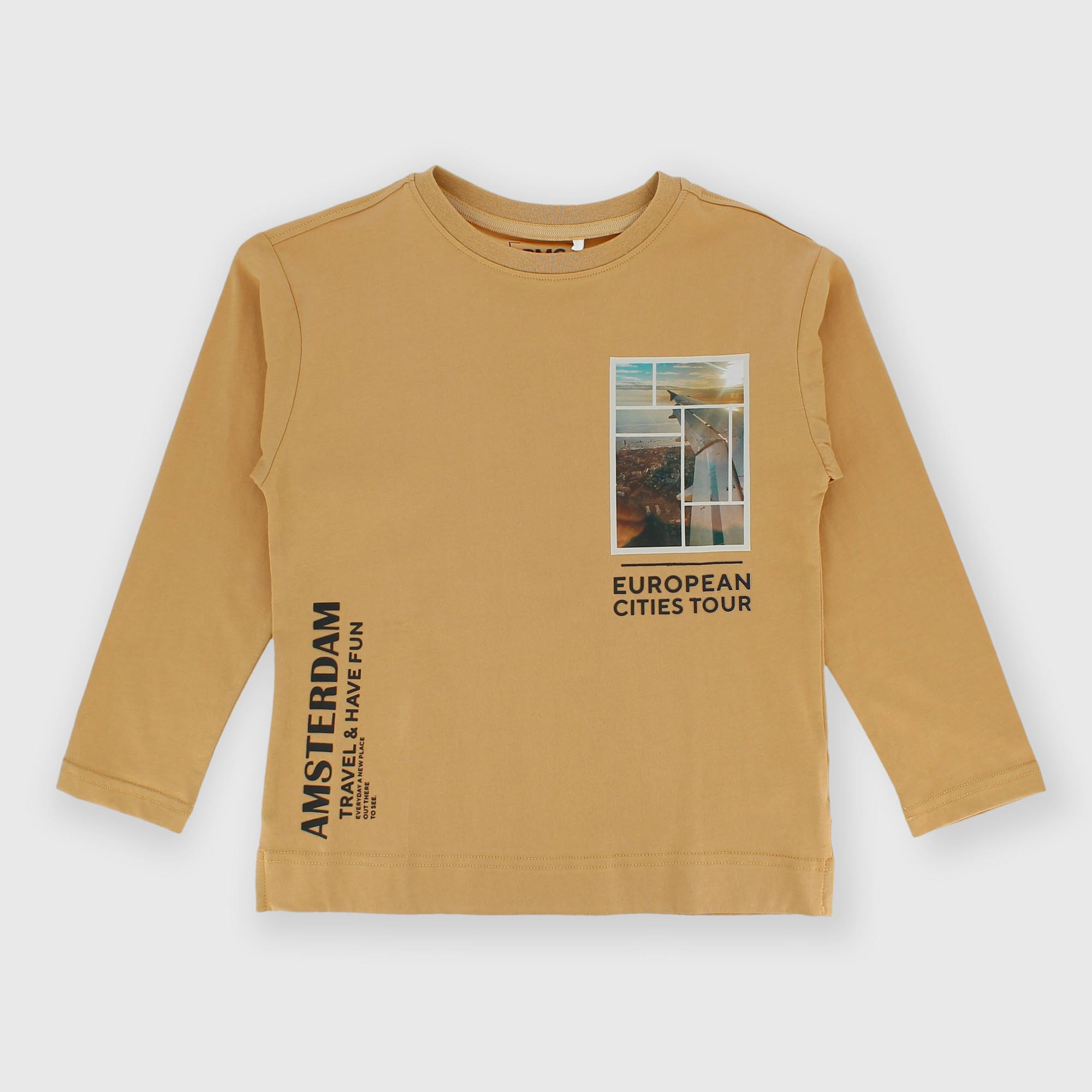 Camiseta con mangas largas de jersey para niño marrón