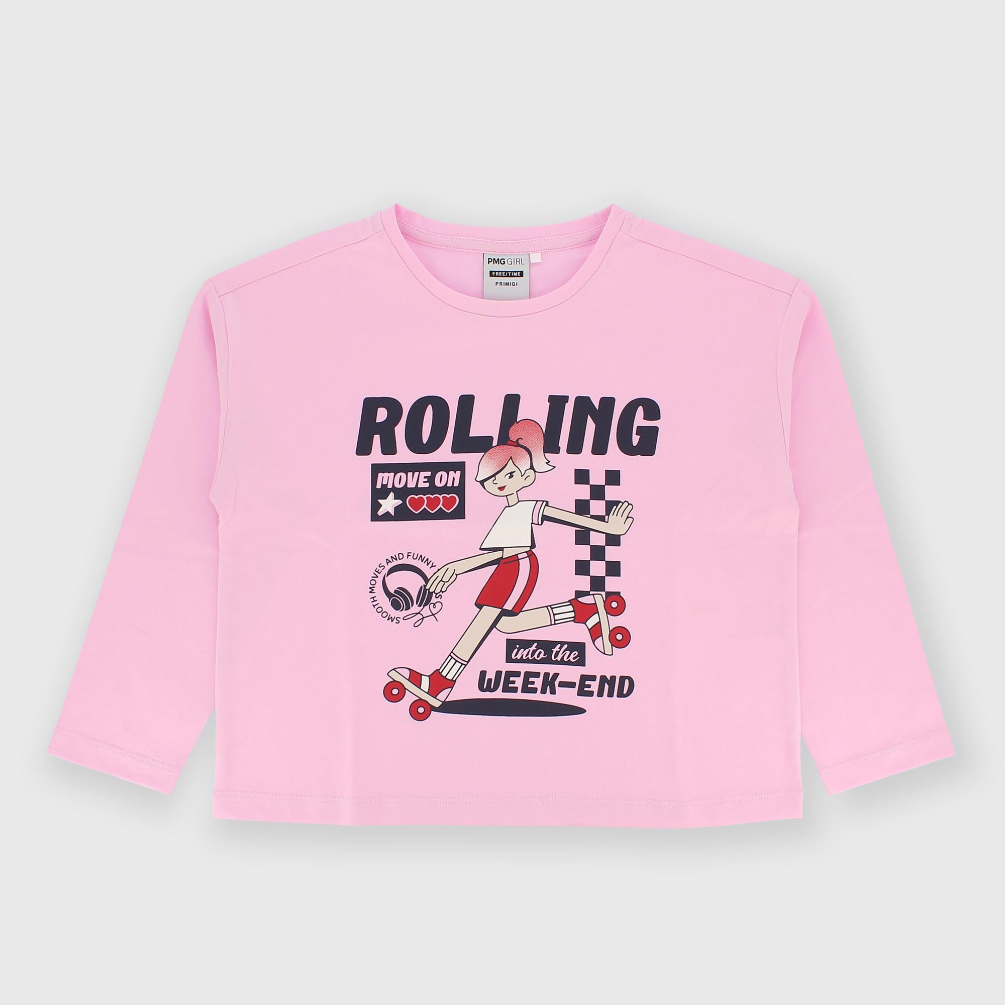 Camiseta con mangas largas de jersey para niña rosa