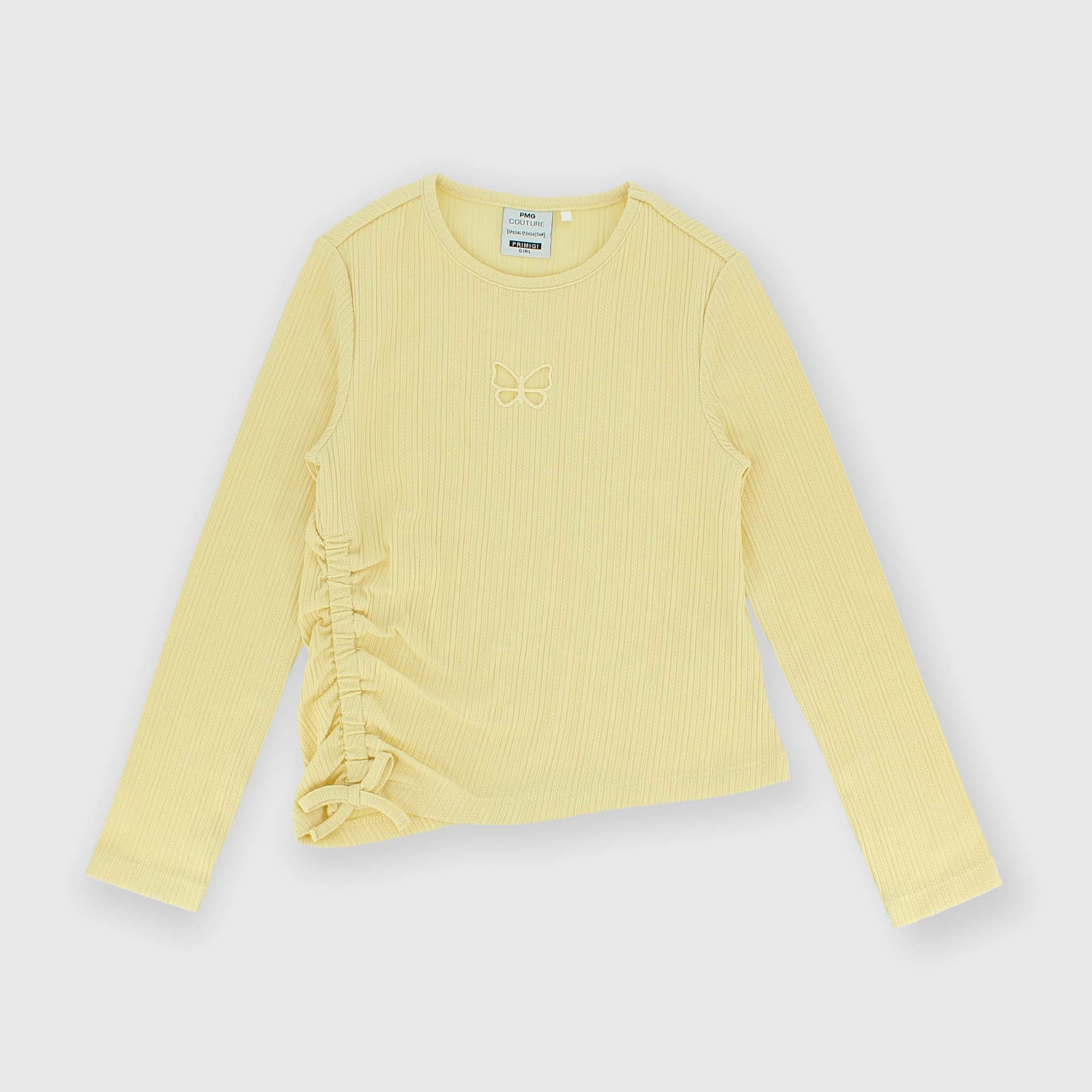 Camiseta con mangas largas de pana para niña beige