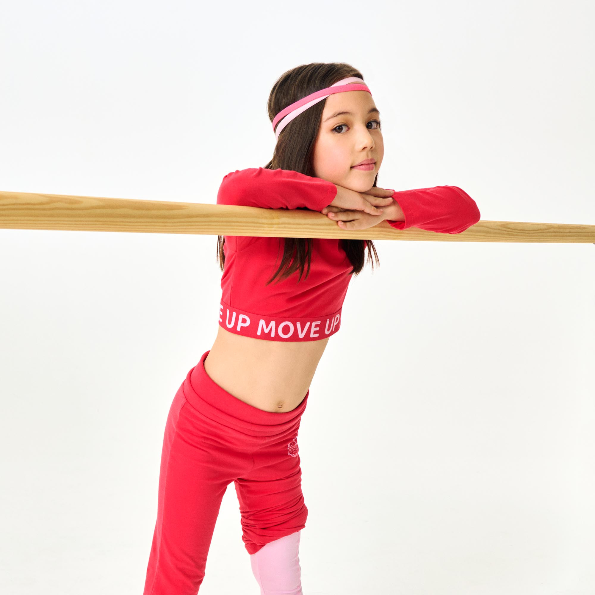 Maglietta maniche lunghe in jersey da bambina rosa