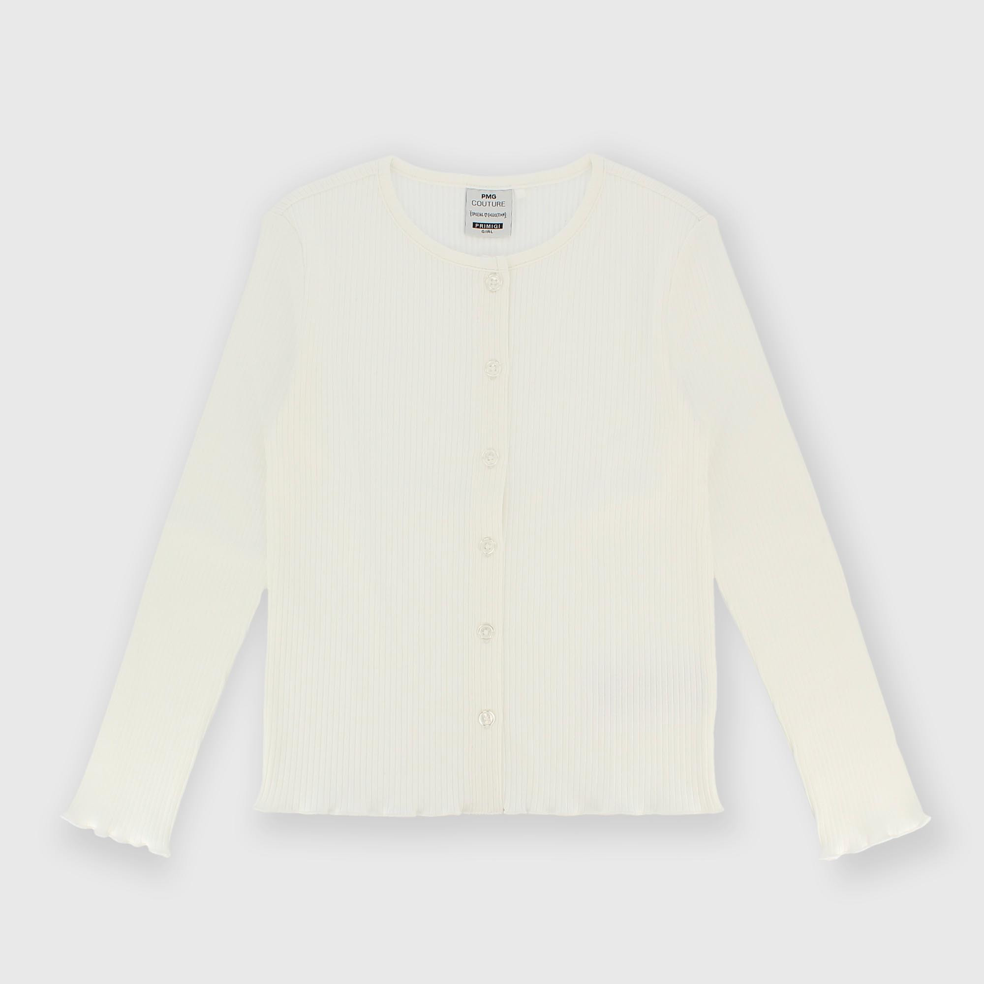 Camiseta con mangas largas de pana para niña blanco