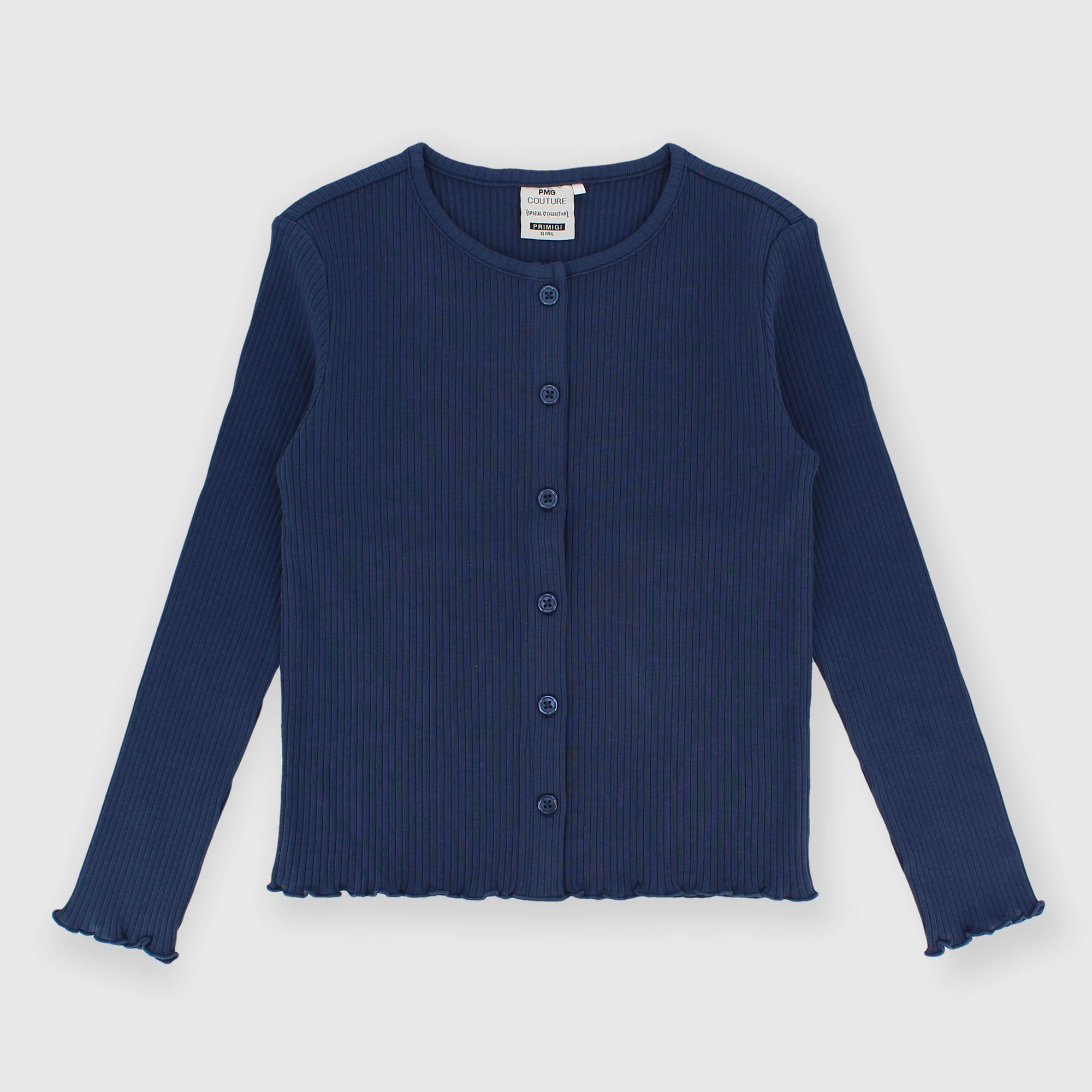 Camiseta con mangas largas de pana para niña azul