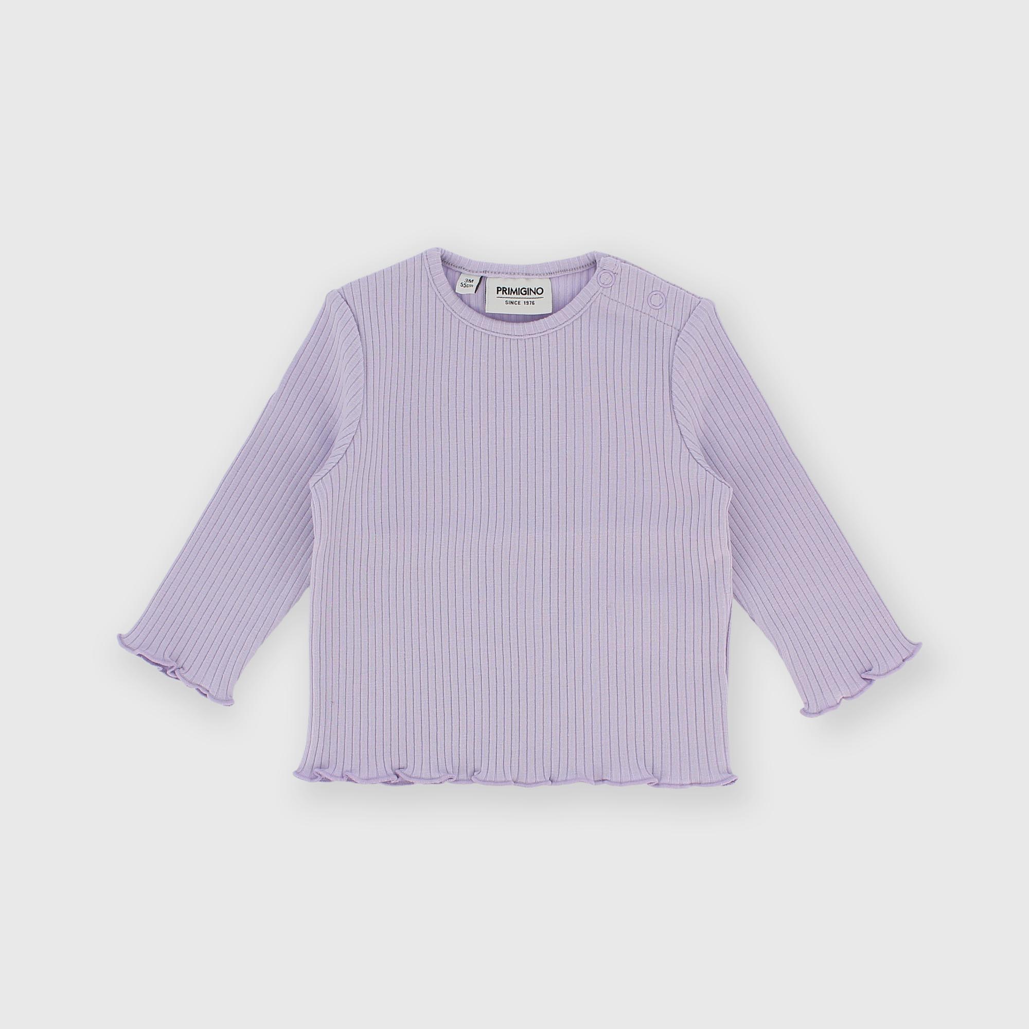 T-shirt à manches longues en côtelé pour fillette violet