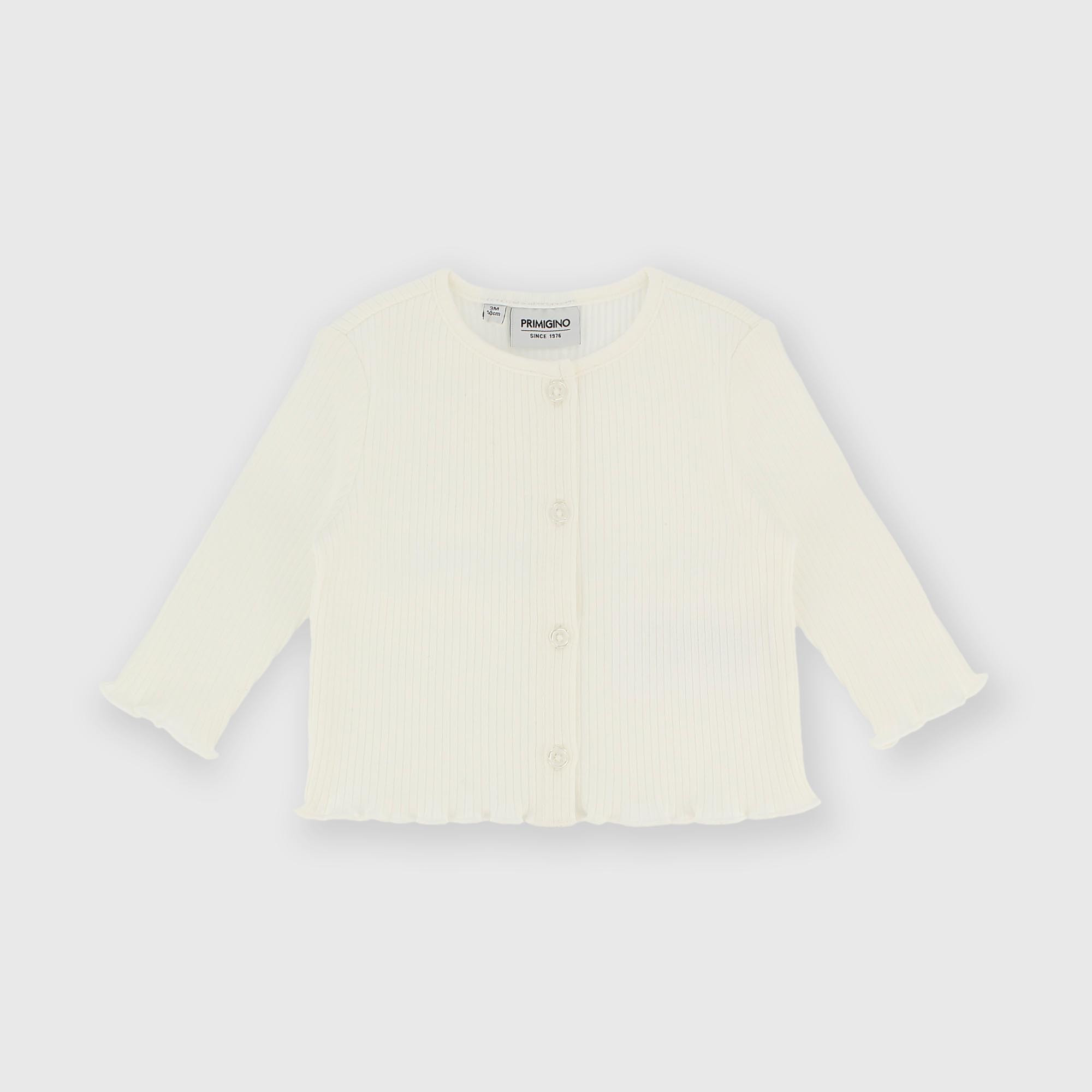 T-shirt à manches longues en côtelé pour fillette blanc