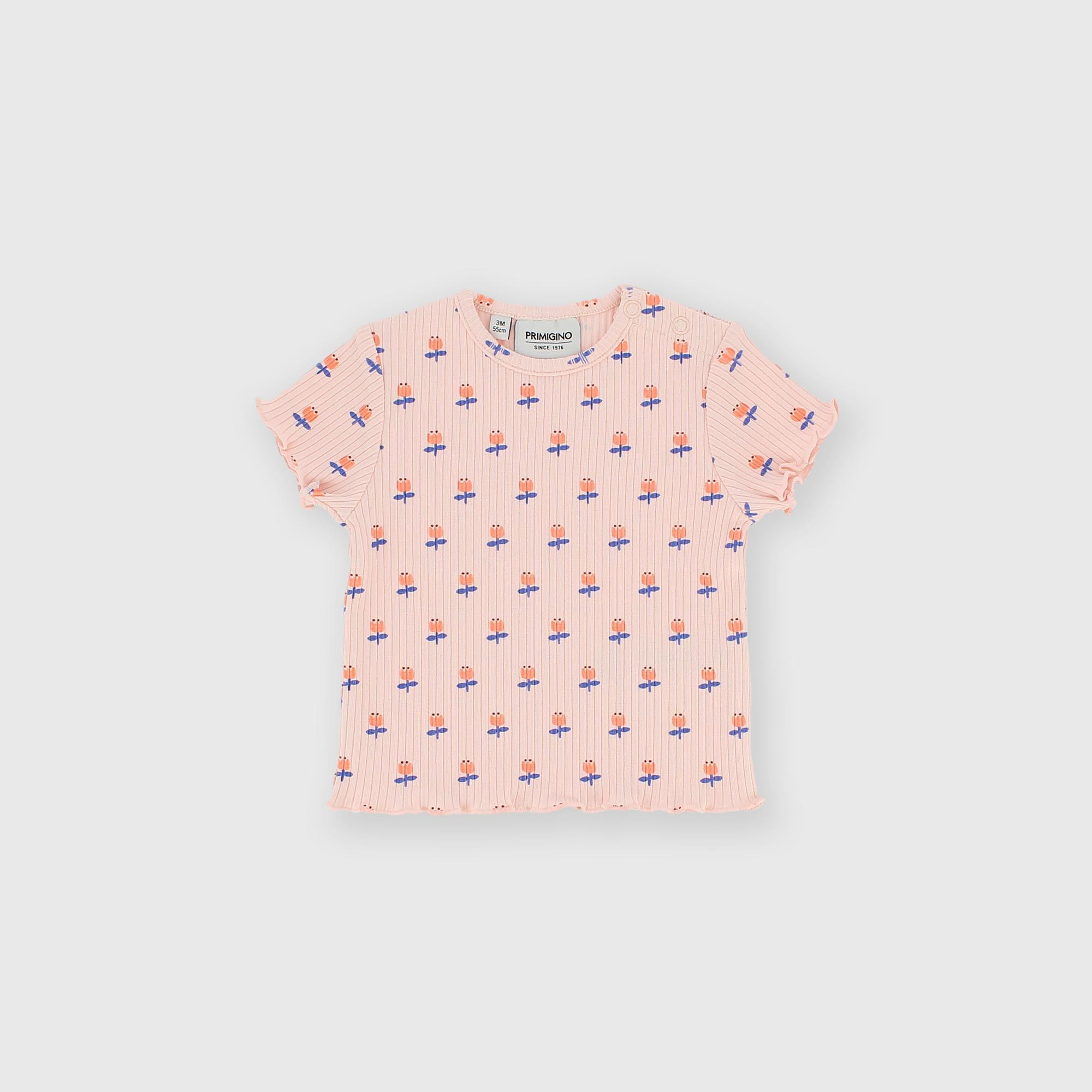 T-shirt en côtelé pour fillette rose