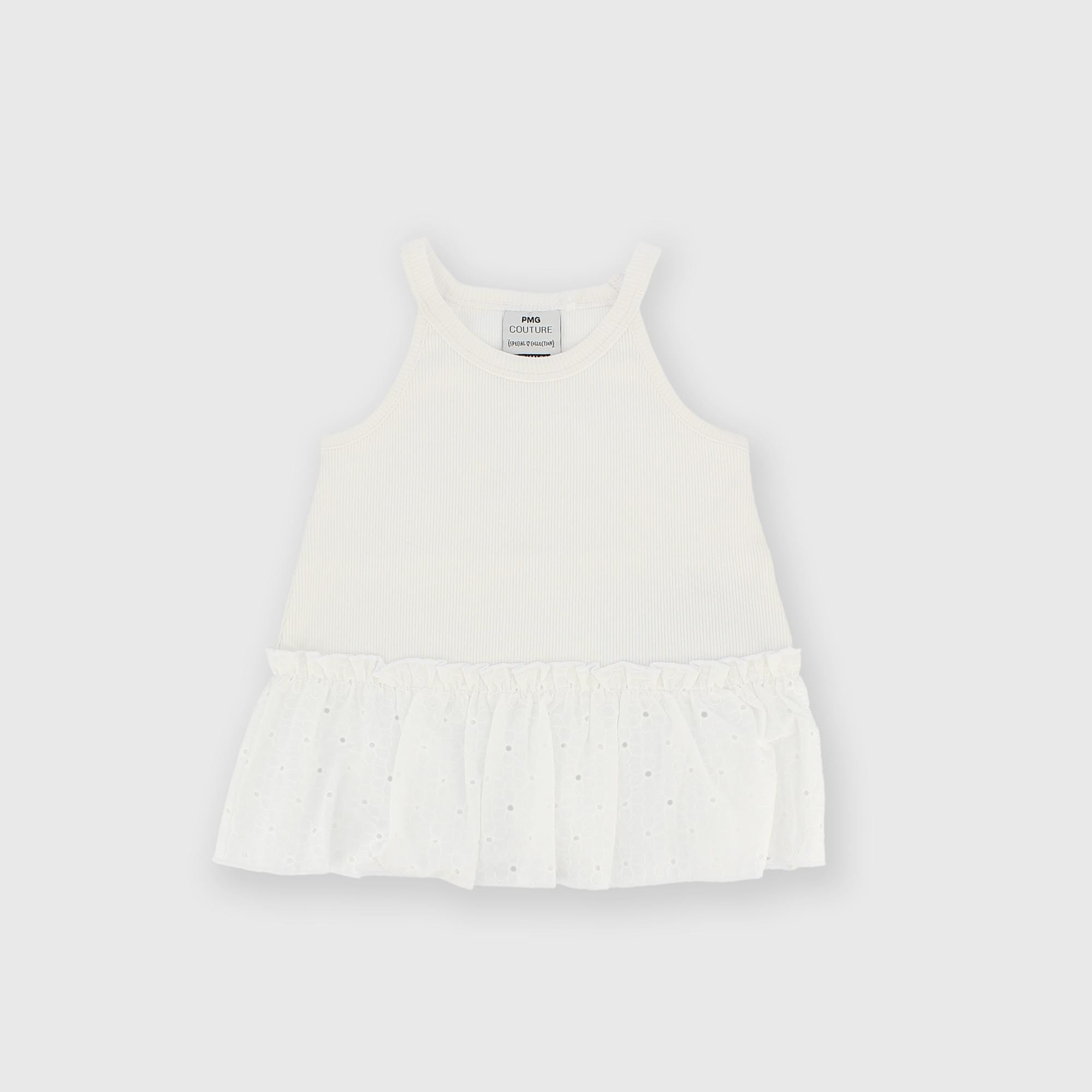 Maillot en côtelé pour fillette blanc