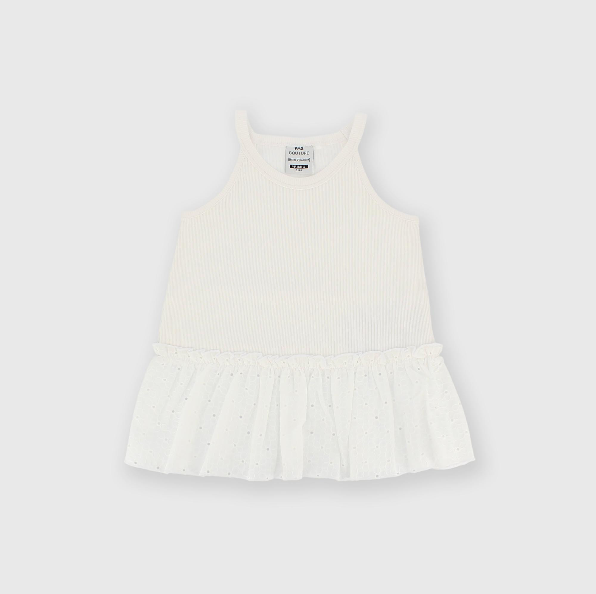 Camiseta de tirantes de pana para niña blanco
