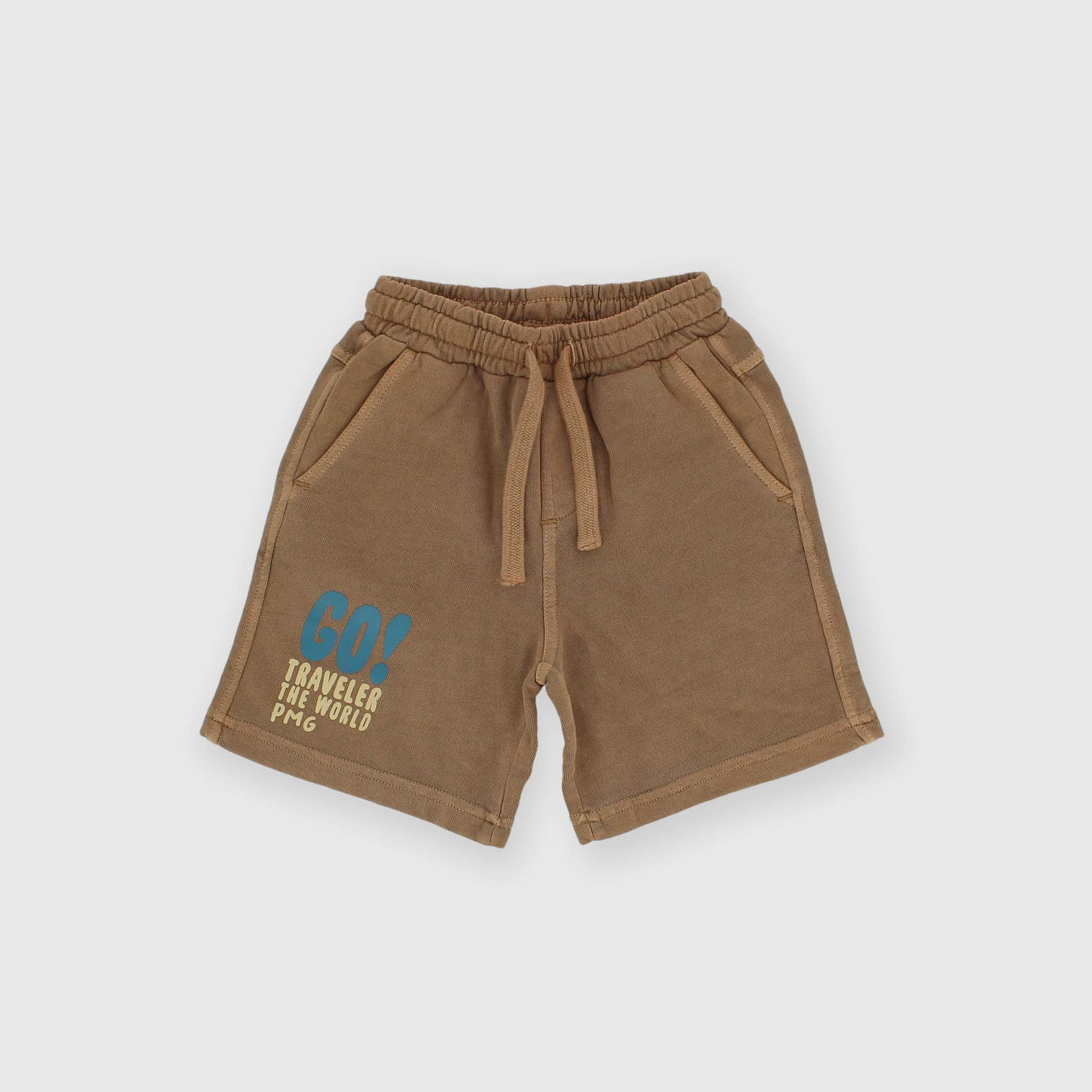 Pantalón corto de algodón para niño marrón