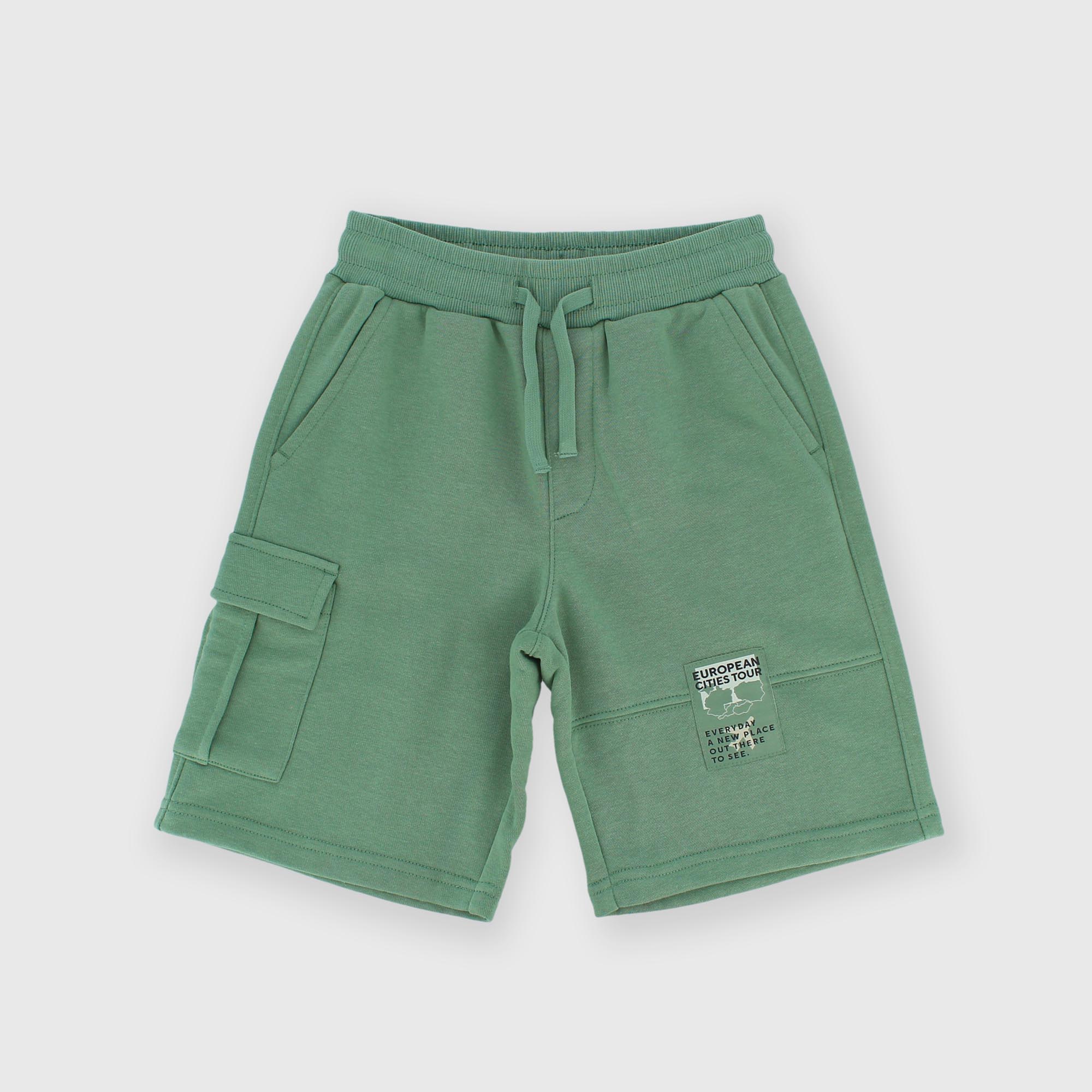 Pantalón corto de felpa para niño verde