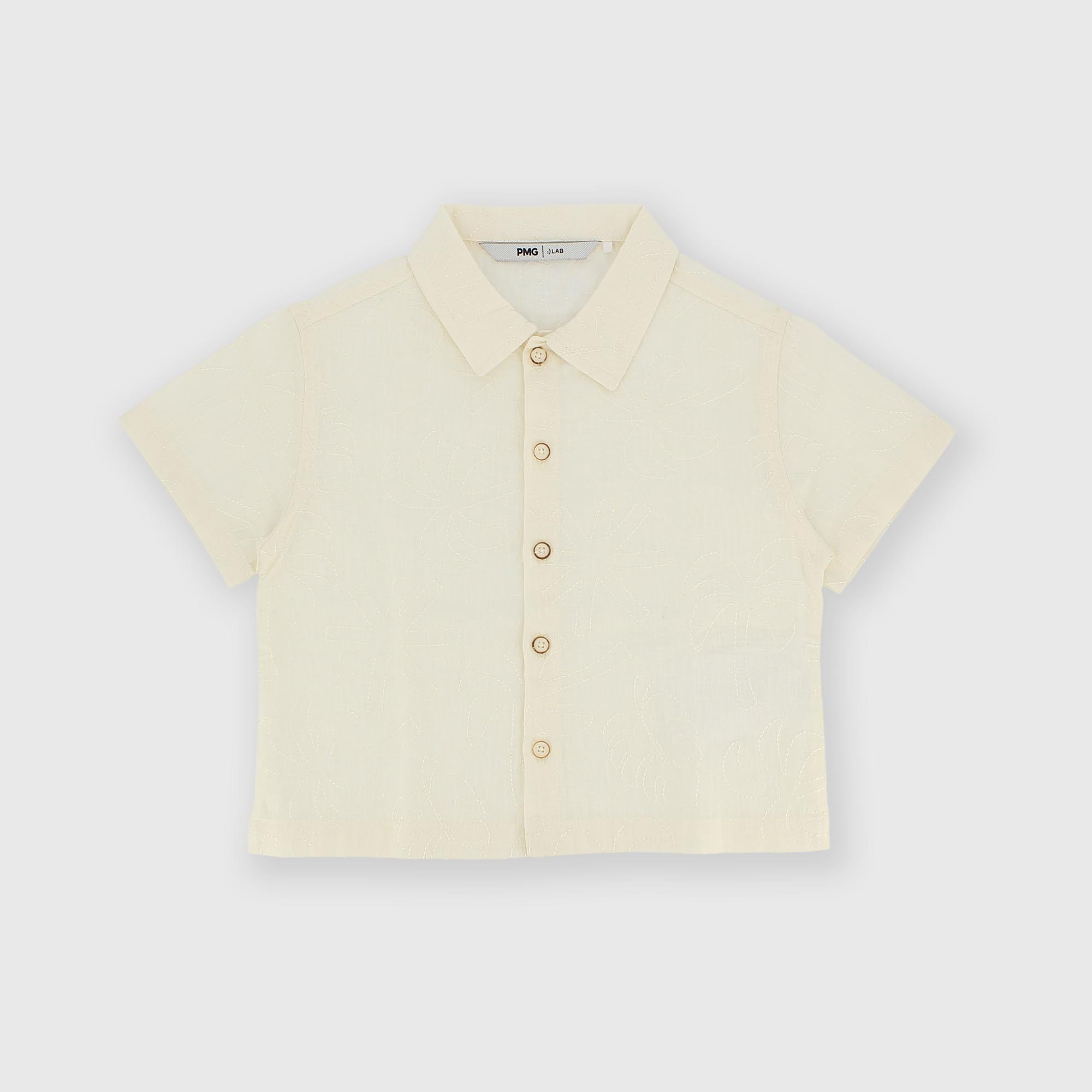 Chemise manches courtes en coton pour garçon beige