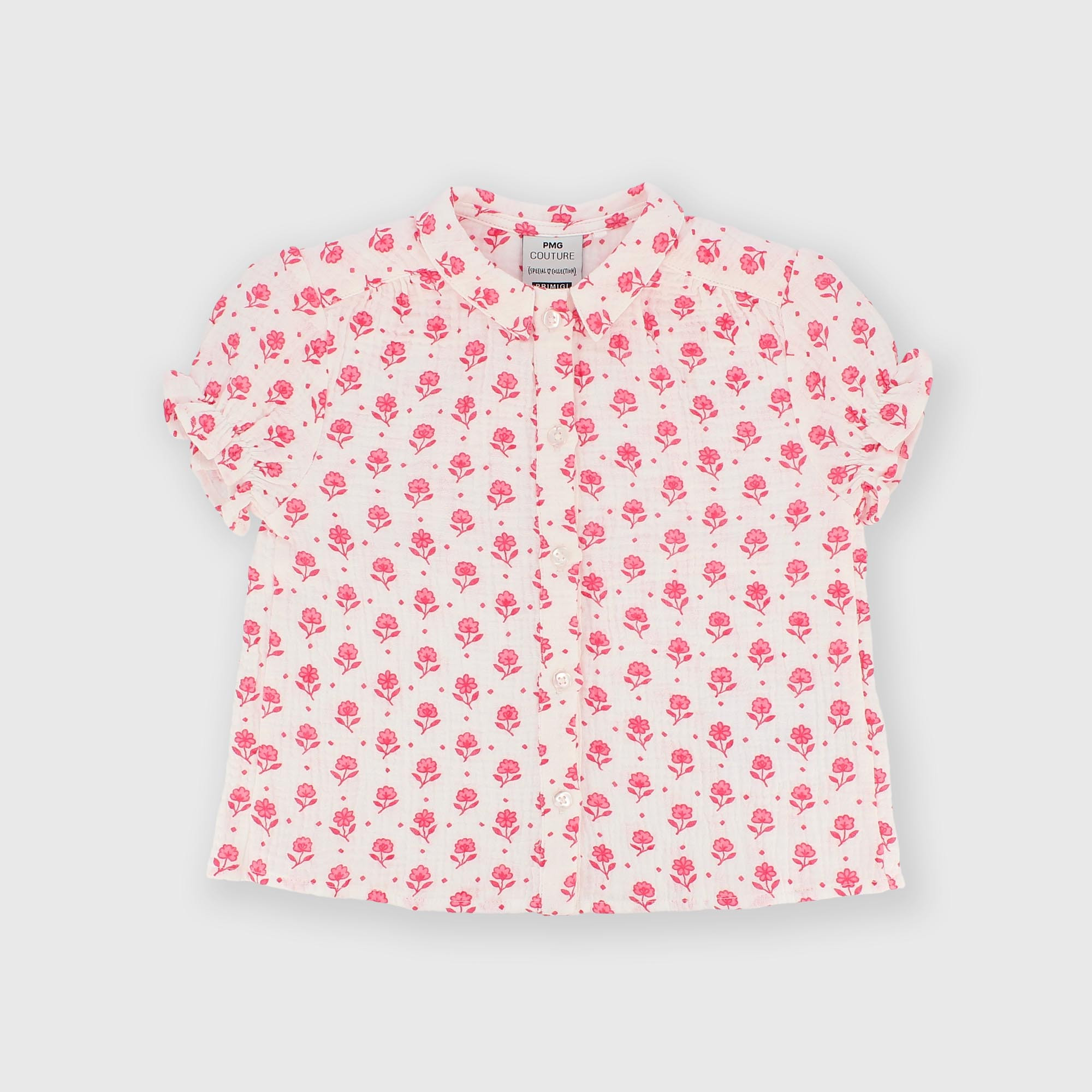 Рубашка с коротким рукавом из хлопка для девочки розовая