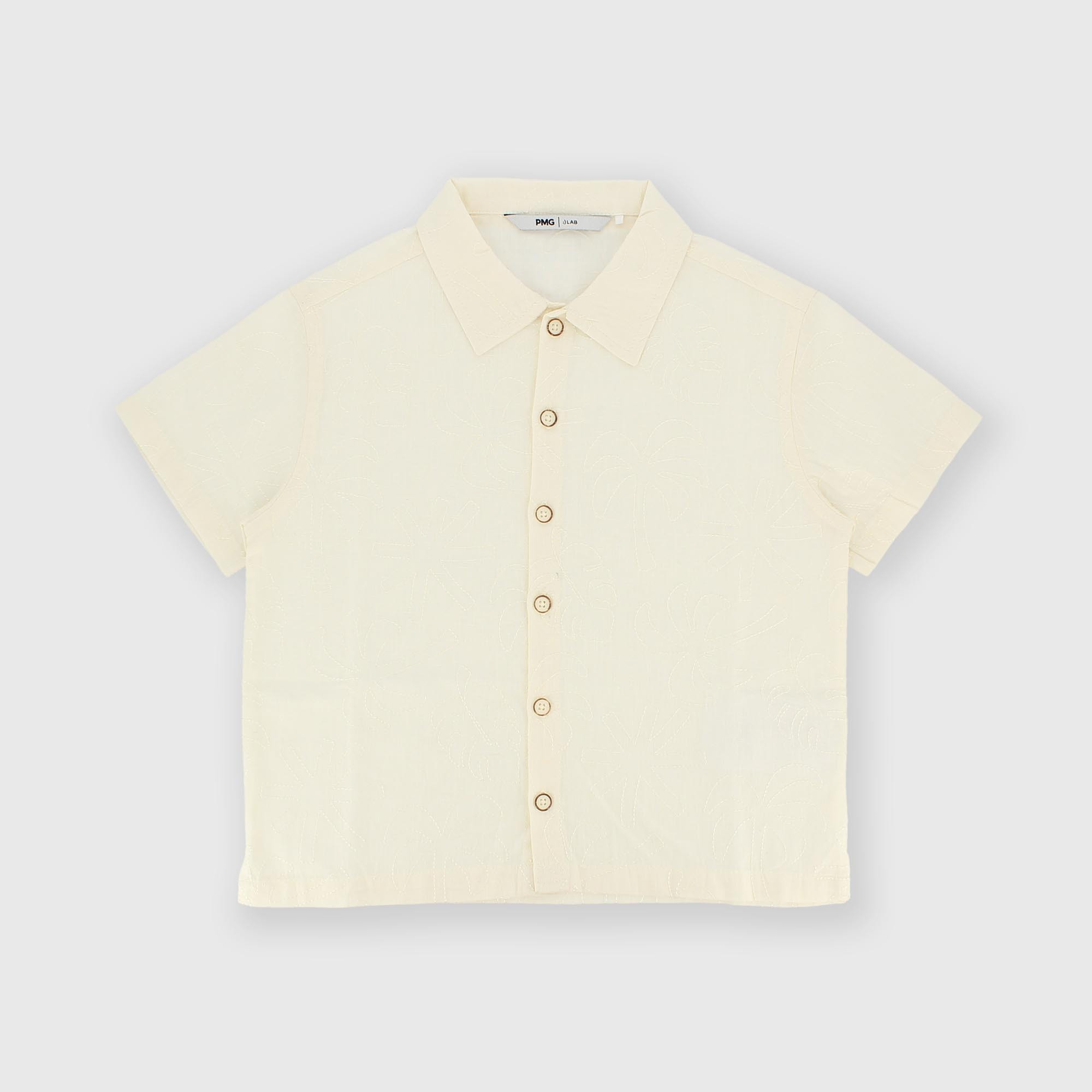 Camisa con mangas cortas de algodón para niño beige