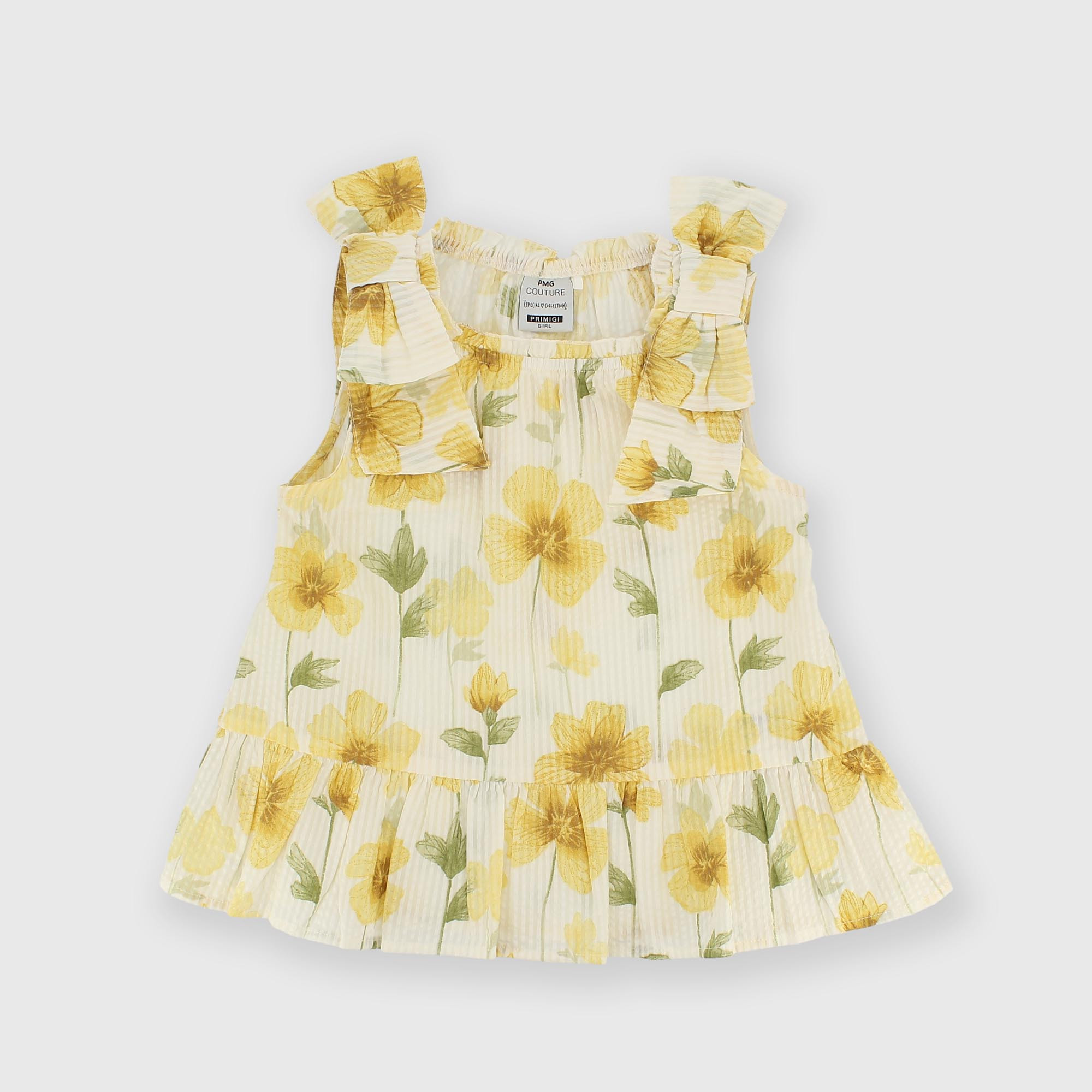 Chemise manches courtes en coton pour fillette blanc