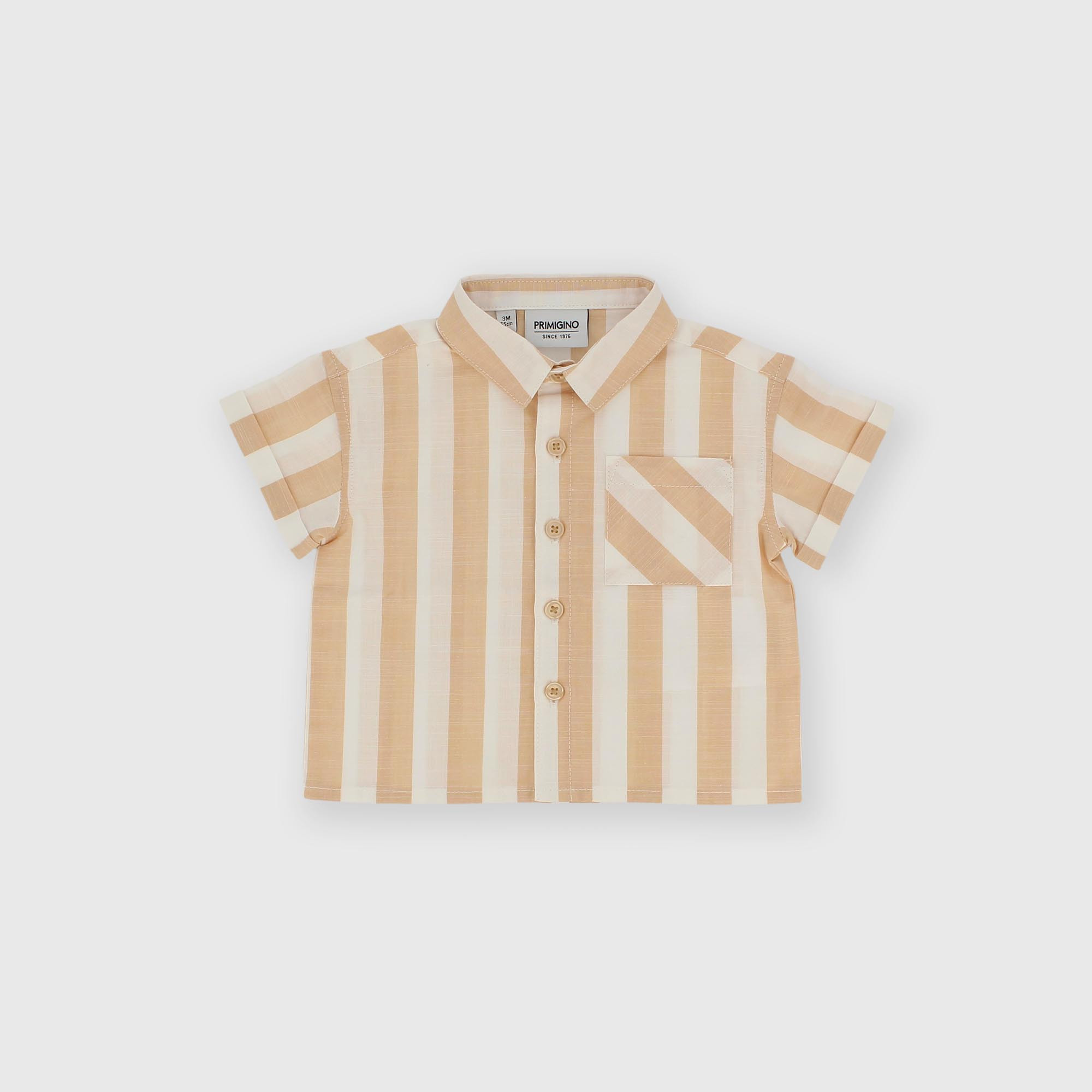 Рубашка с коротким рукавом из хлопка для мальчика бежевая