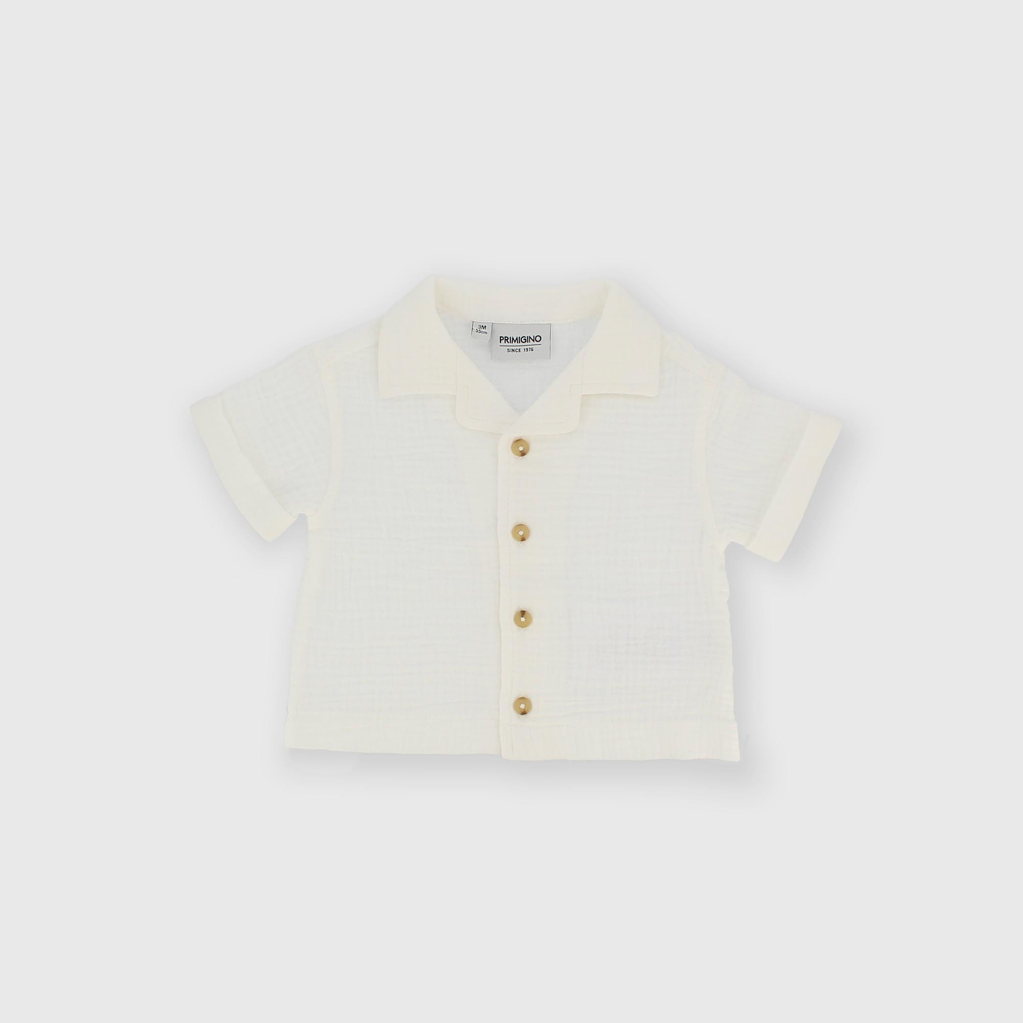 Рубашка с коротким рукавом из хлопковой марли для мальчика белая