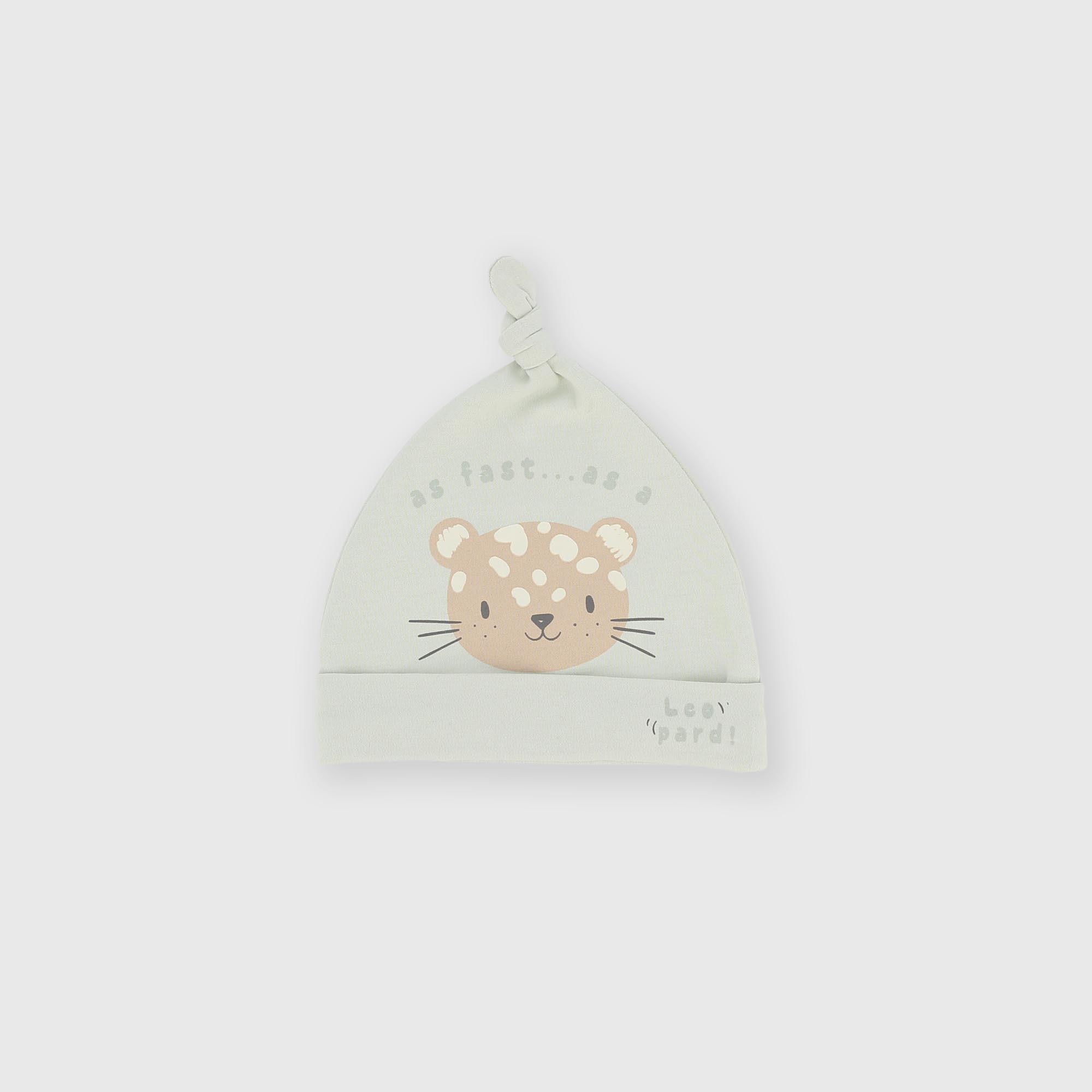 Cotton interlock hat for boy green