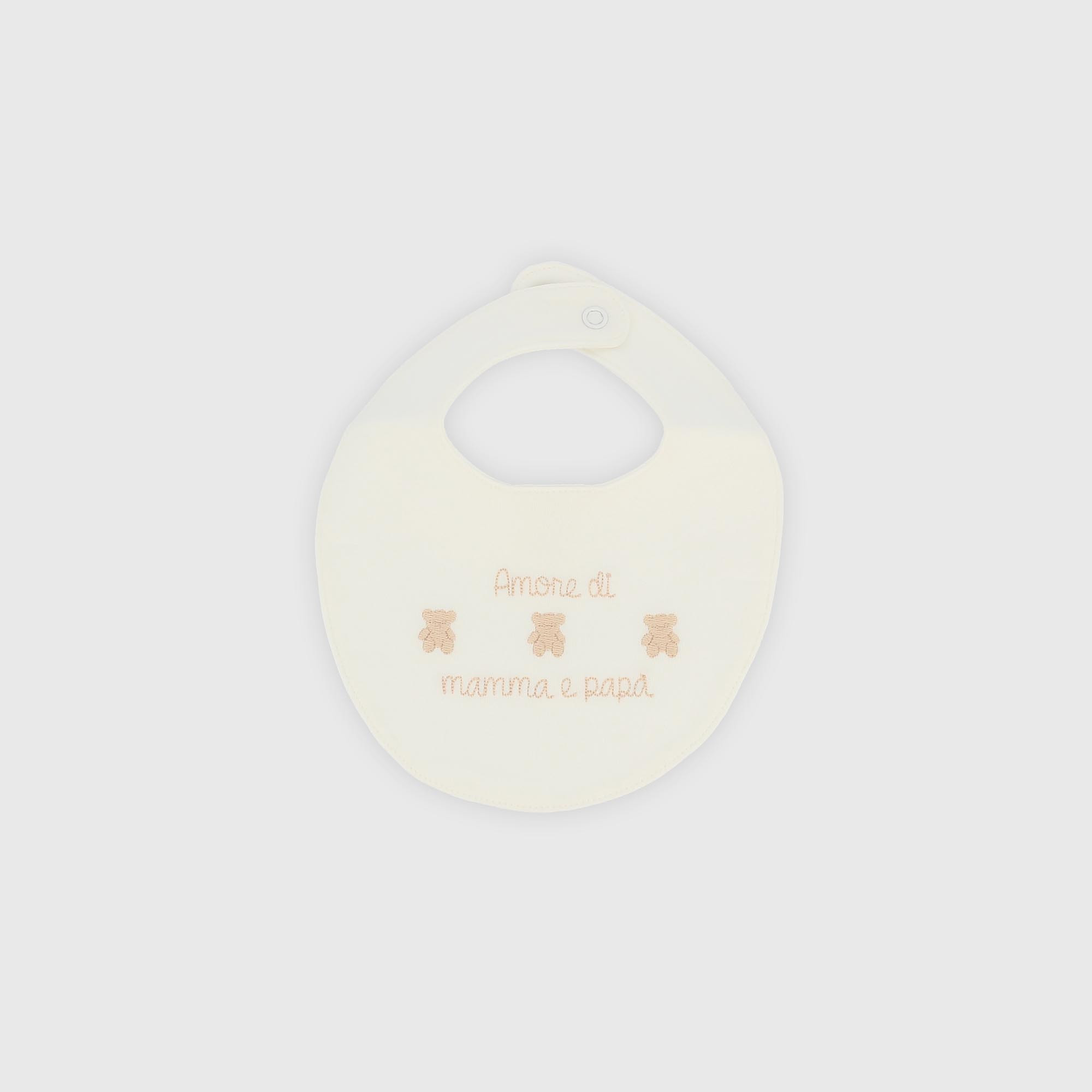 Слюнявчик из хлопка интерлок для девочки белый