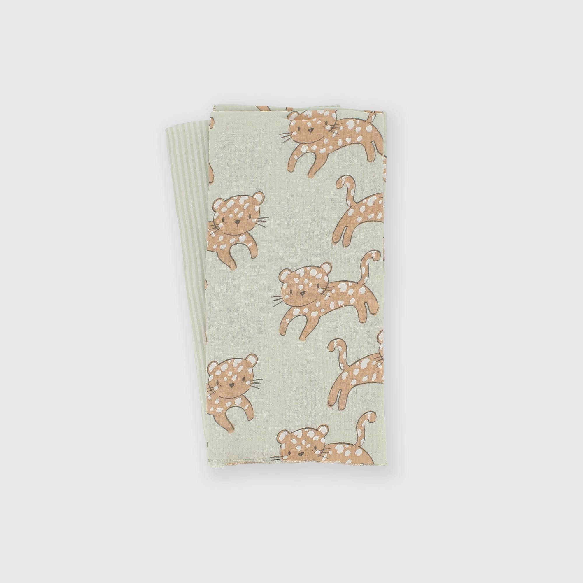 Cotton gauze blanket for boy green