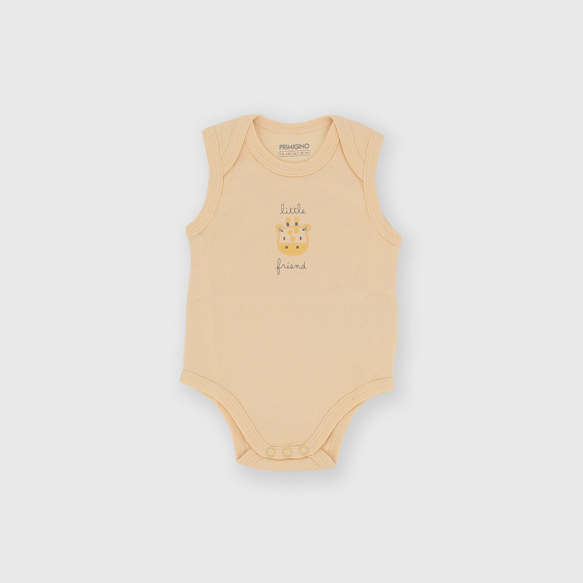 Боди без рукавов из рибаны для мальчика бежевое