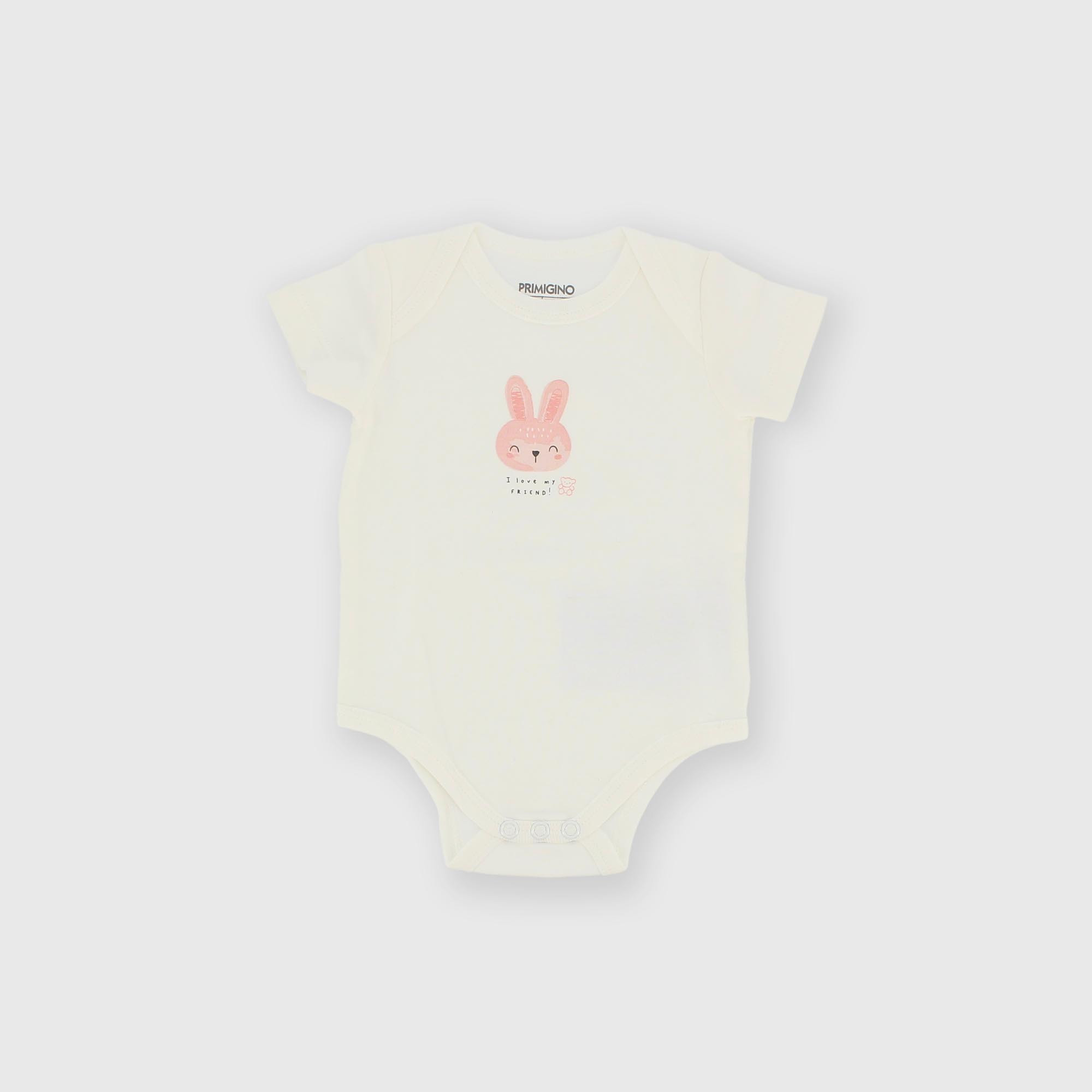 Body à manches courtes en coton interlock pour fillette blanc