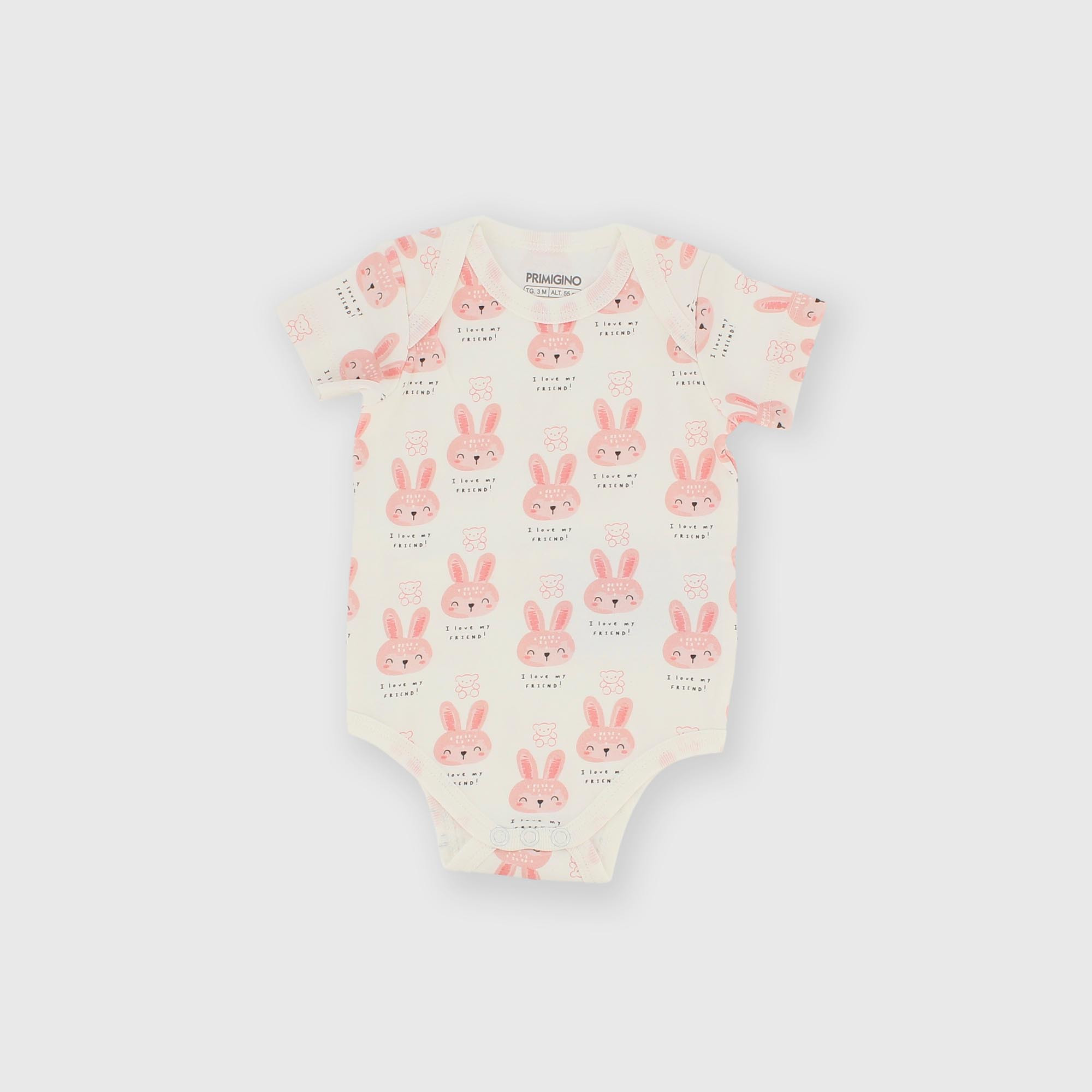 Body à manches courtes en coton interlock pour fillette blanc