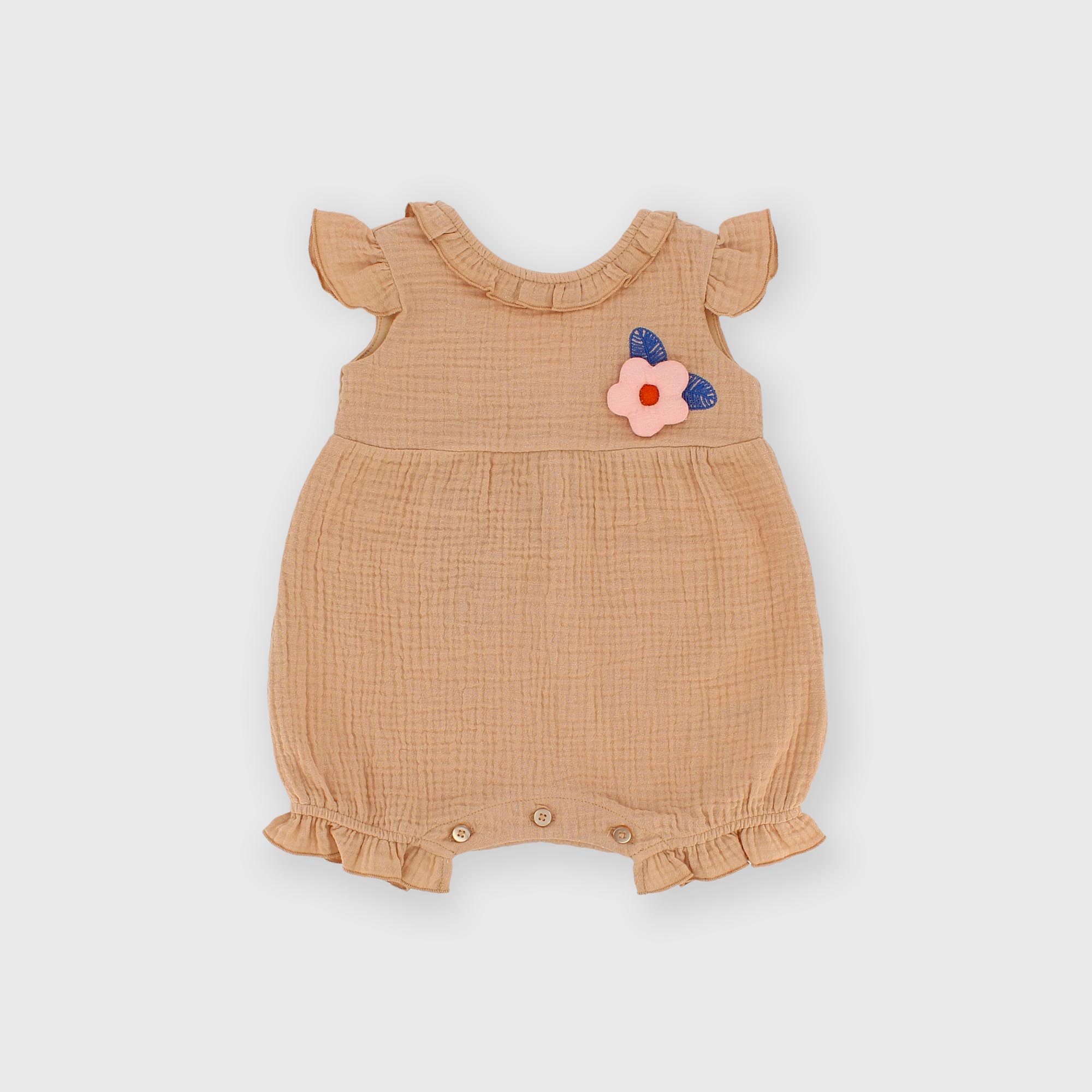 Barboteuse en gaze de coton pour fillette beige