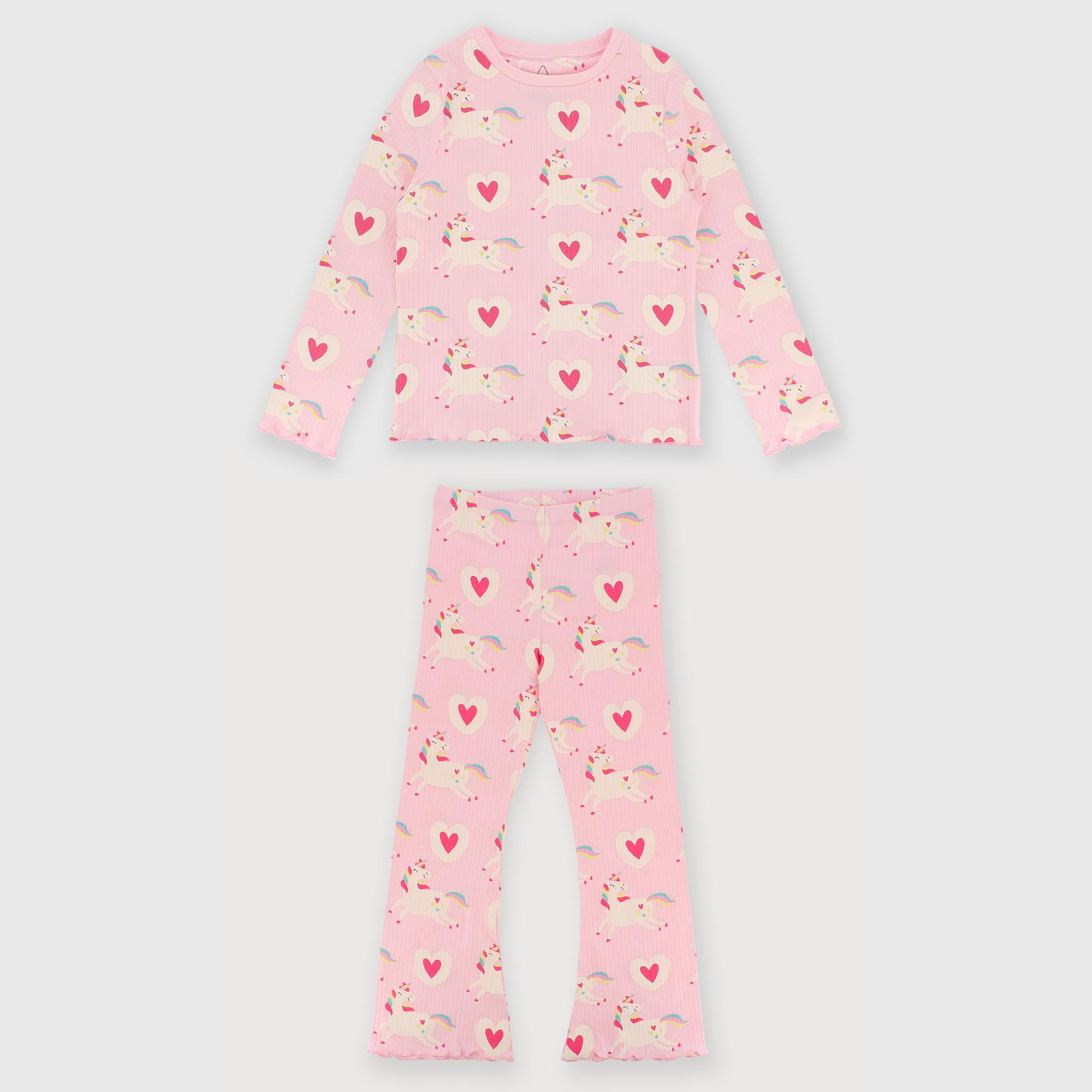 Pyjama en côtelé pour fillette rose